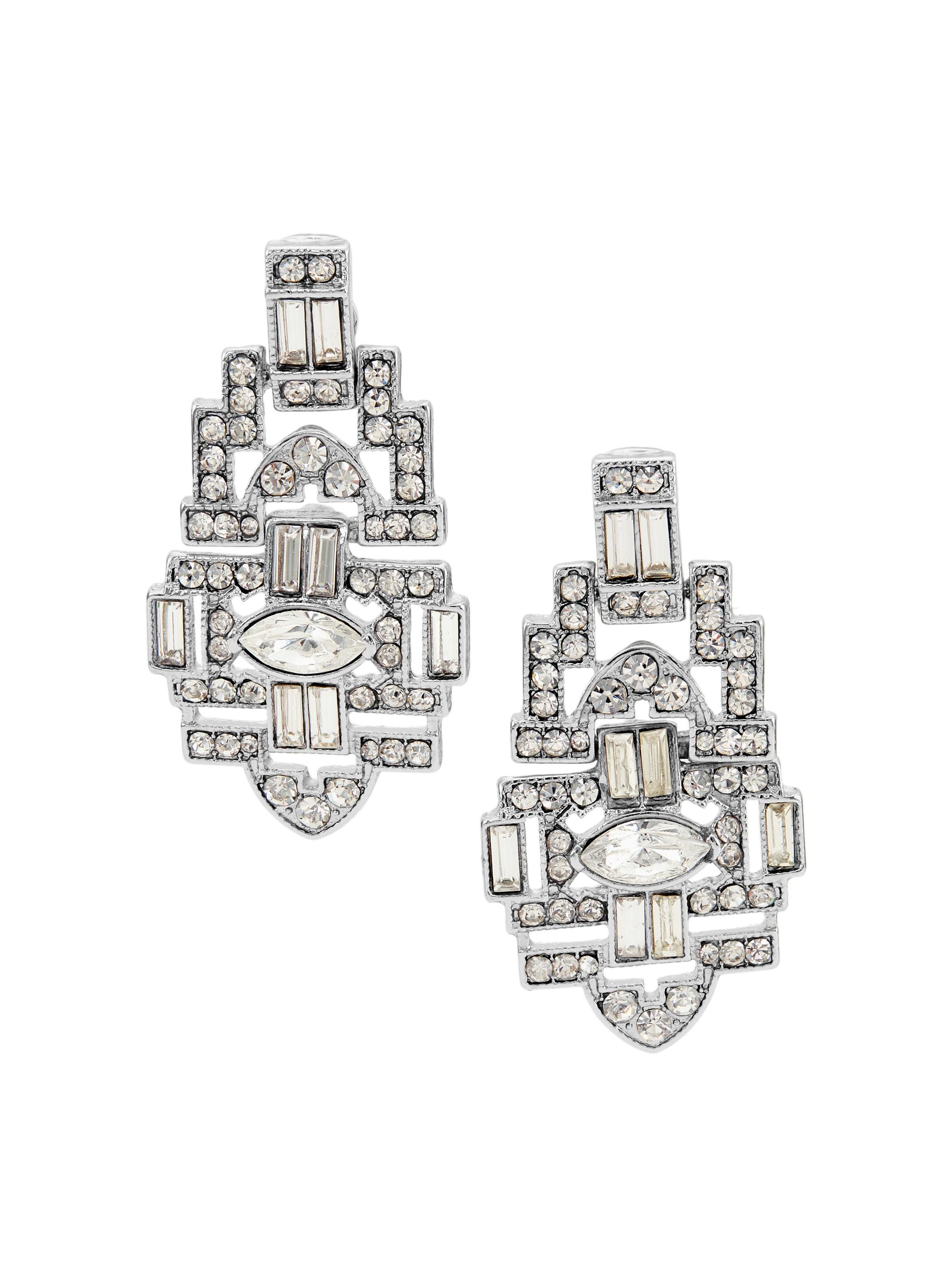 Kenneth Jay Lane Women's Rhodium-Plated & Glass Crystal Clip-on Earrings - Silver Crystal