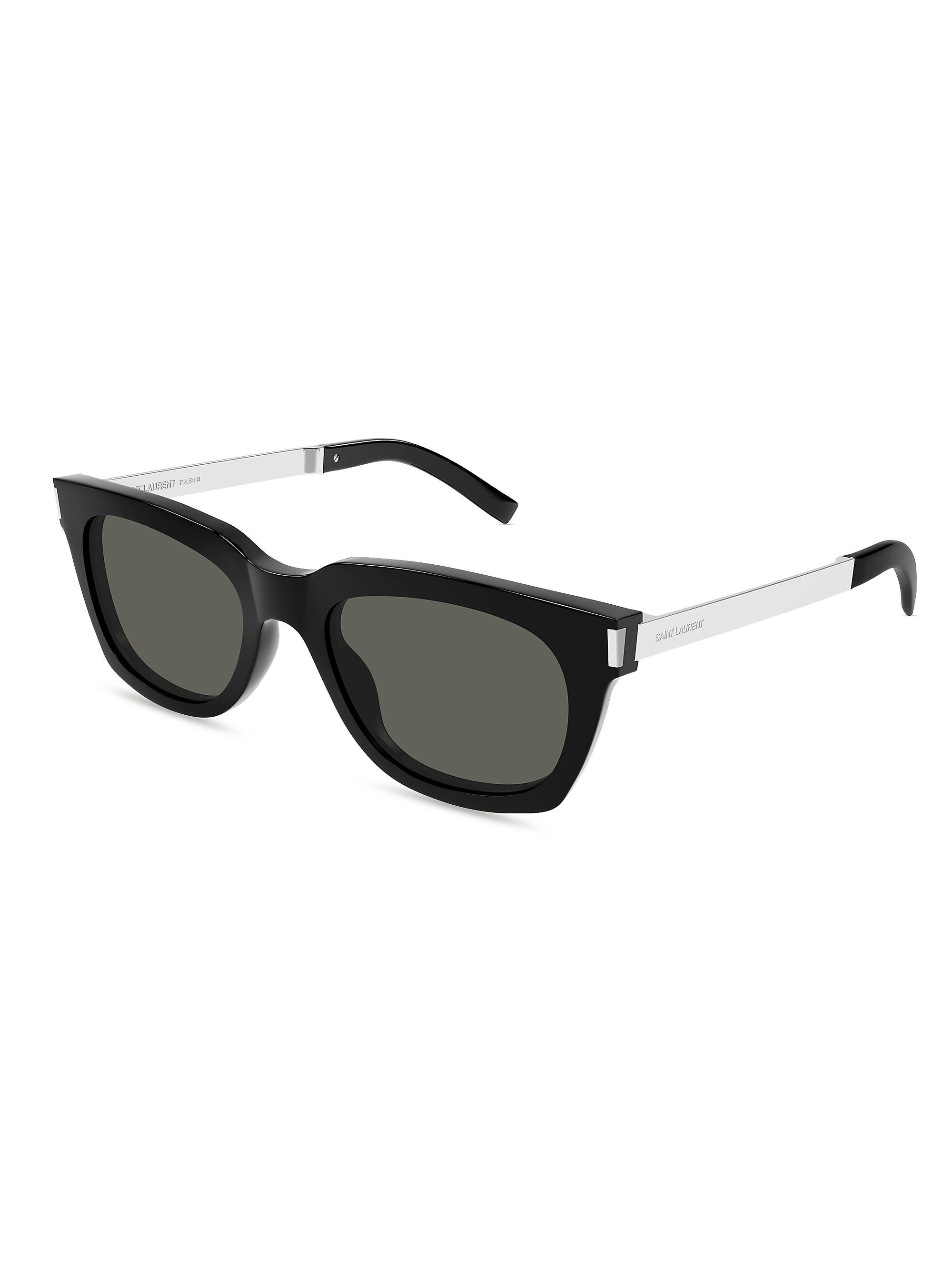 Saint Laurent Men's Combi Corner Angle Bold 53MM Rectangular Acetate Sunglasses - Black