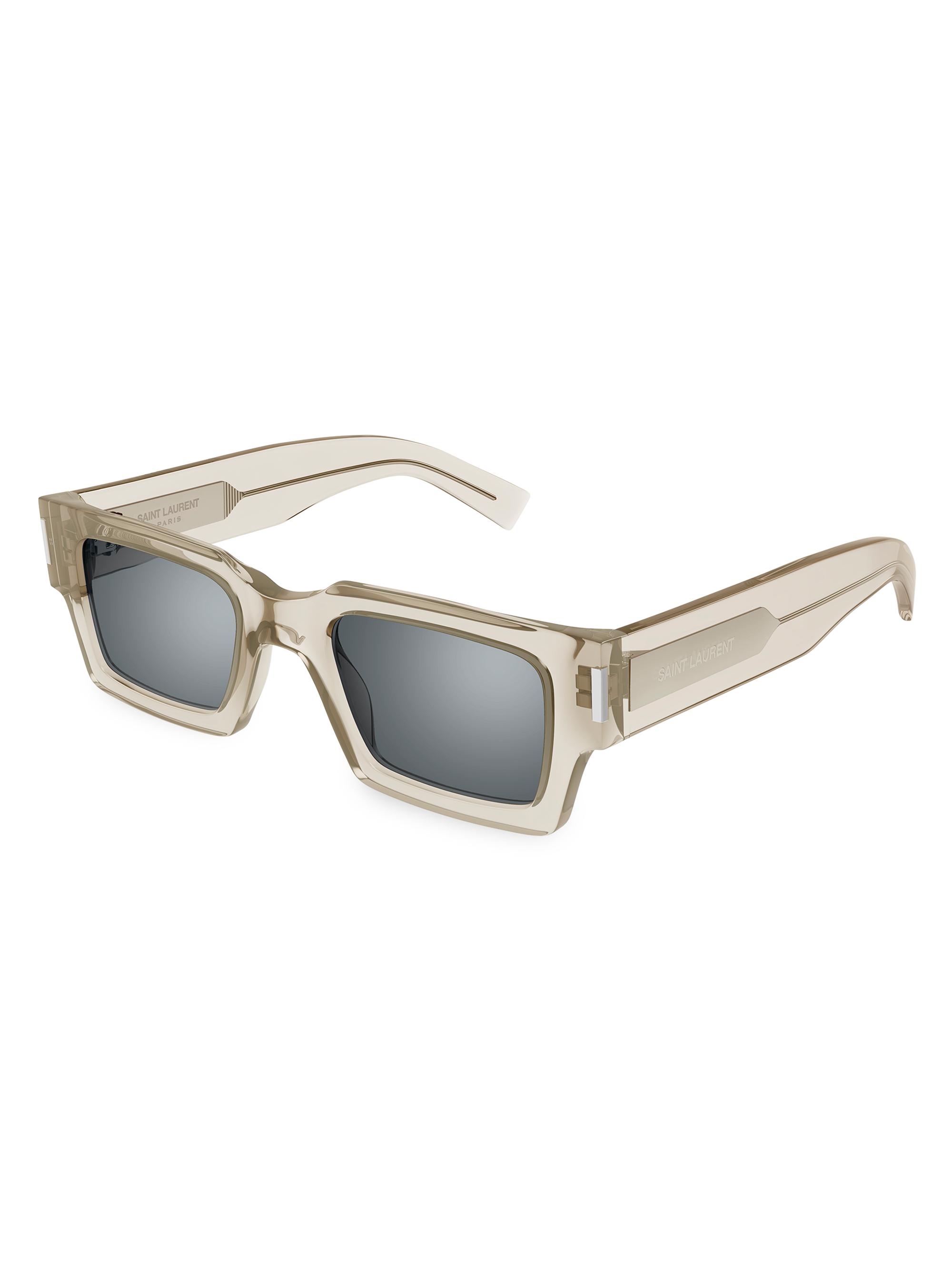Saint Laurent Men's Naked Wirecore 50MM Rectangular Acetate Sunglasses - Beige | Thumbnail 2