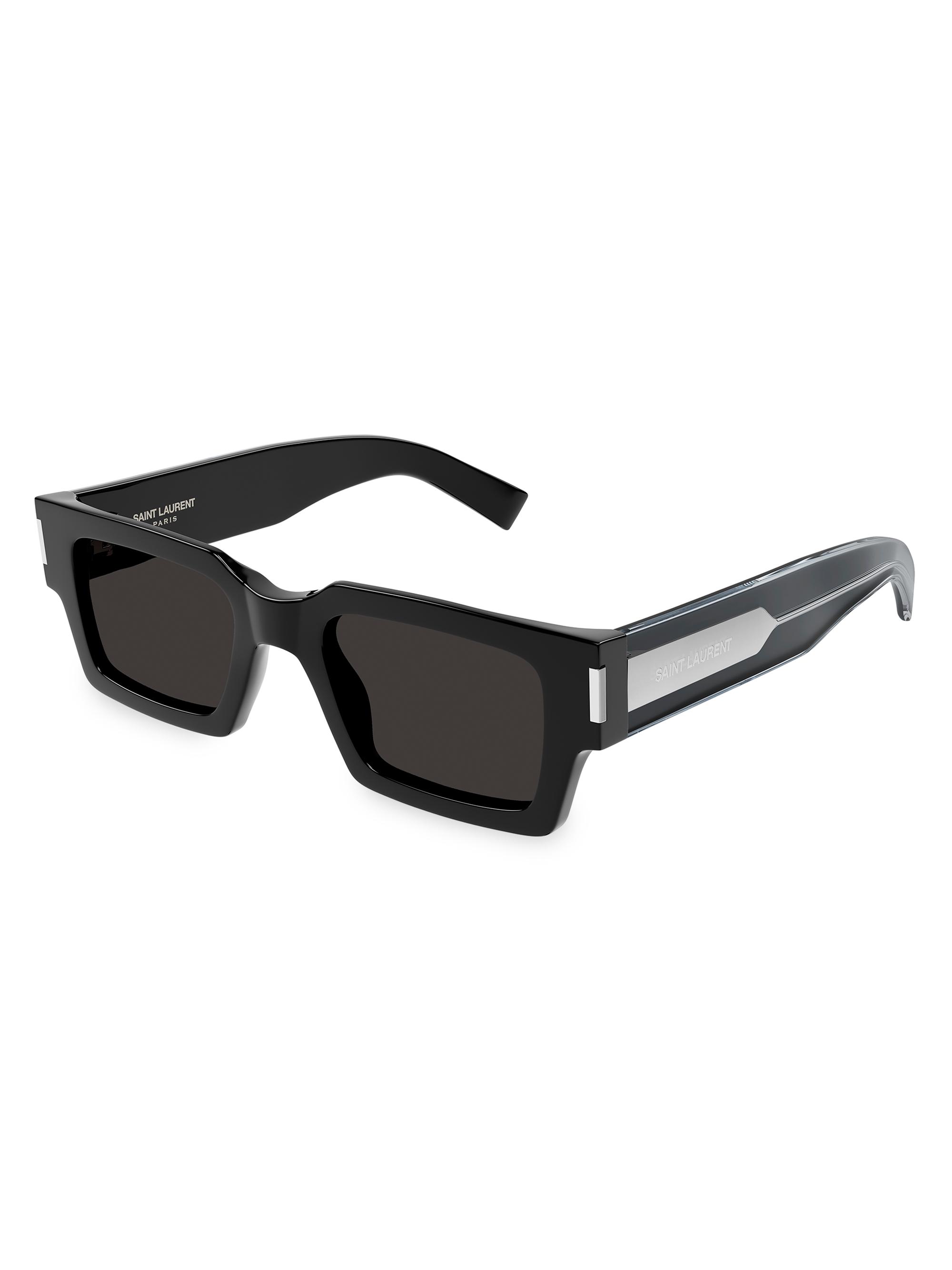 Saint Laurent Men's Naked Wirecore 50MM Rectangular Acetate Sunglasses - Black