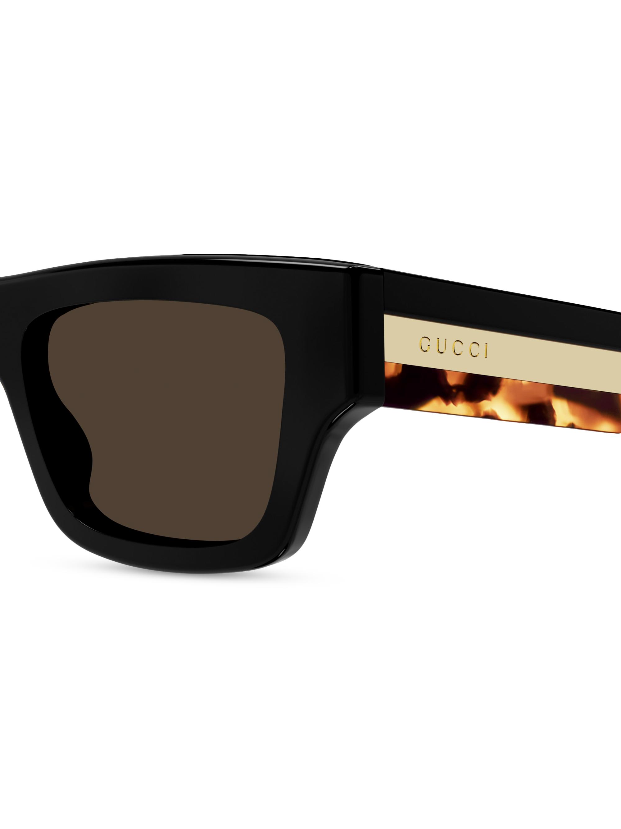 Gucci Web Studi 55MM Acetate Rectangular Sunglasses | Saks Fifth