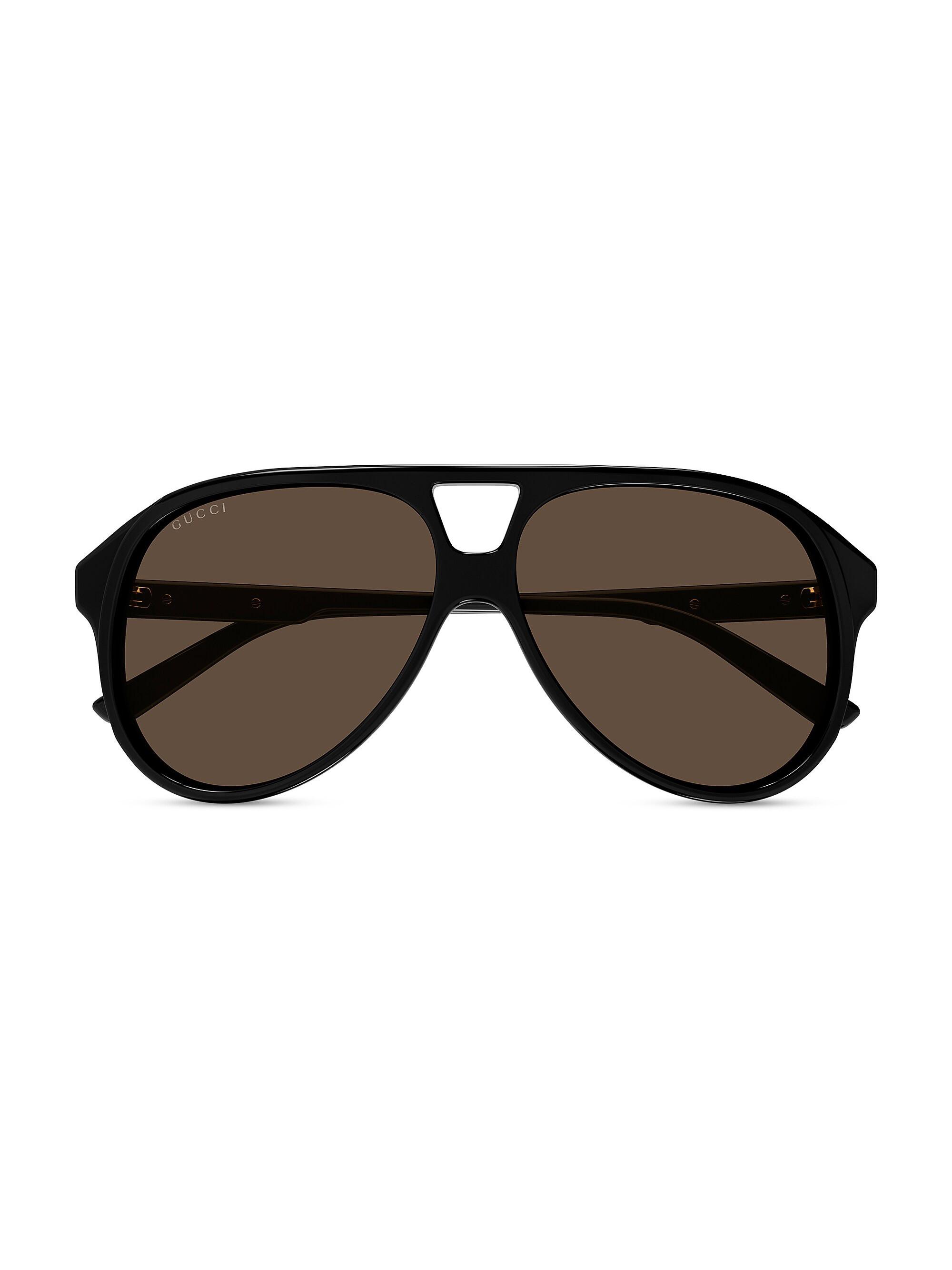 Gucci Archive Details 59MM Acetate Web Pilot Sunglasses | Saks