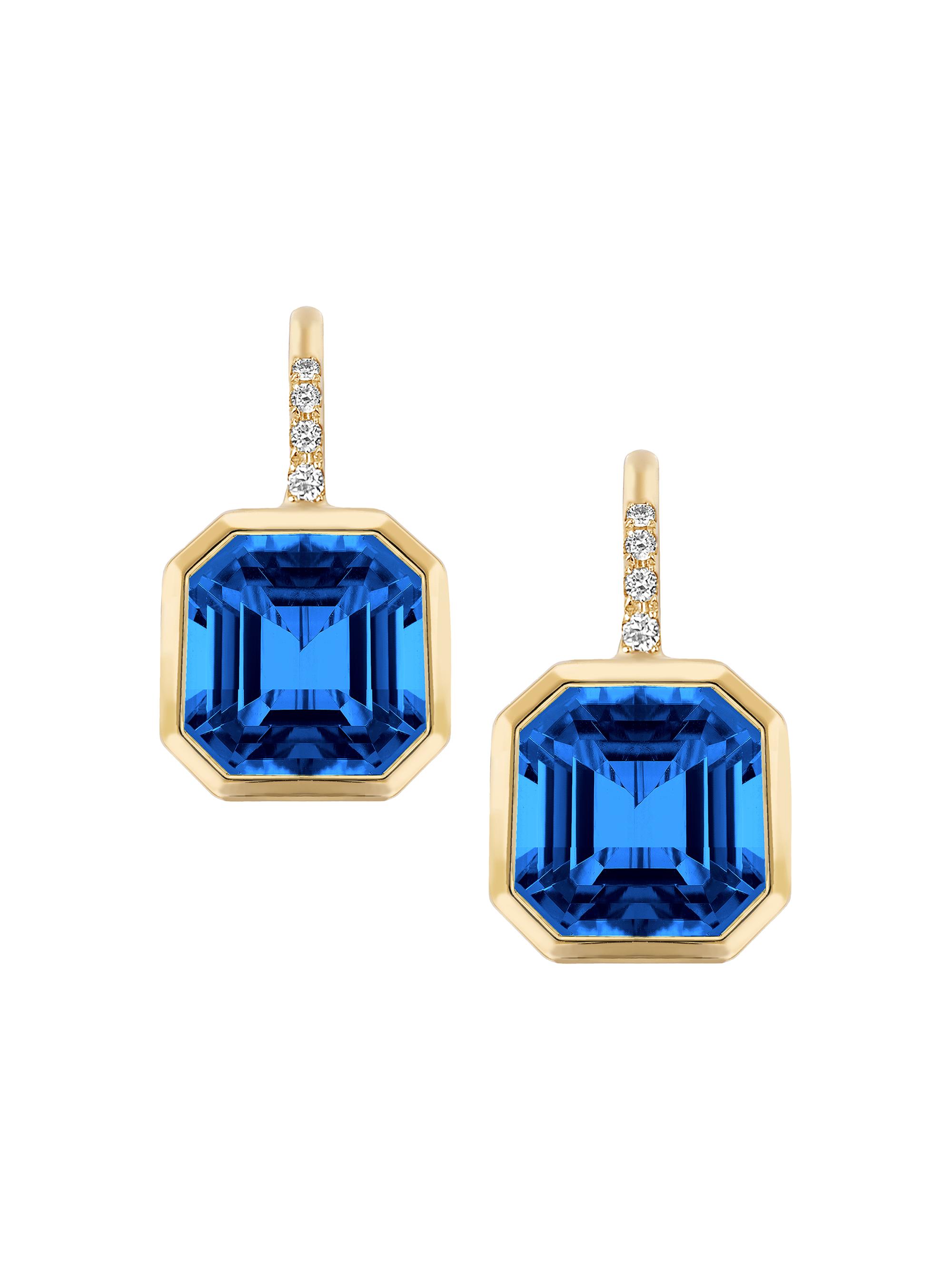 Goshwara Women's Gossip 18K Yellow Gold, London Blue Topaz, & 0.09 TCW Diamond Drop Earrings - Blue
