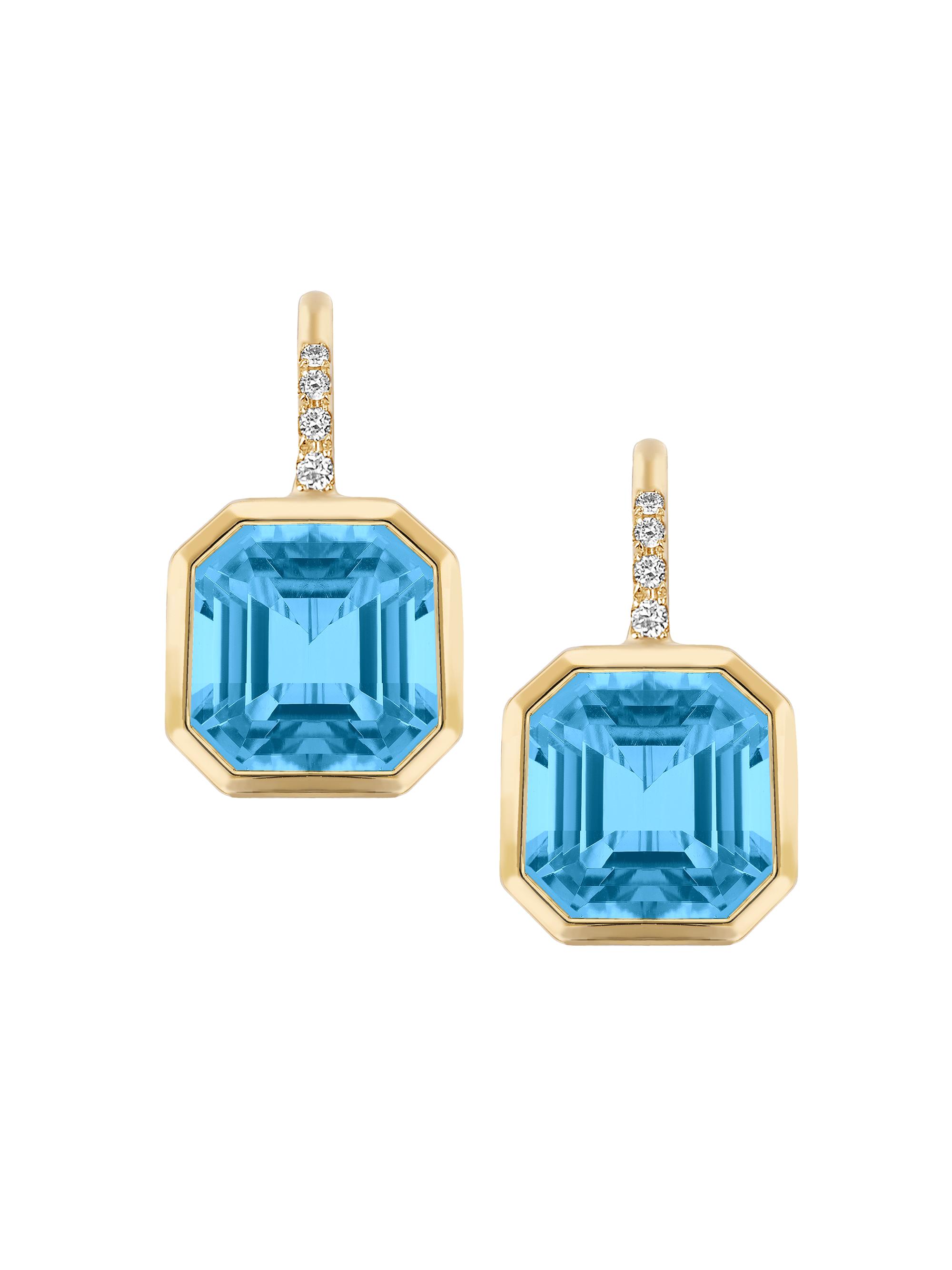 Goshwara Women's Gossip 18K Yellow Gold, London Blue Topaz, & 0.09 TCW Diamond Drop Earrings - Blue