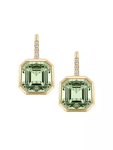 Gossip 18K Yellow Gold, Prasiolite, & 0.09 TCW Diamond Drop Earrings