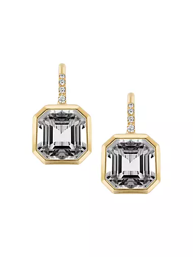 Gossip 18K Yellow Gold, Rock Crystal, & 0.09 TCW Diamond Drop Earrings