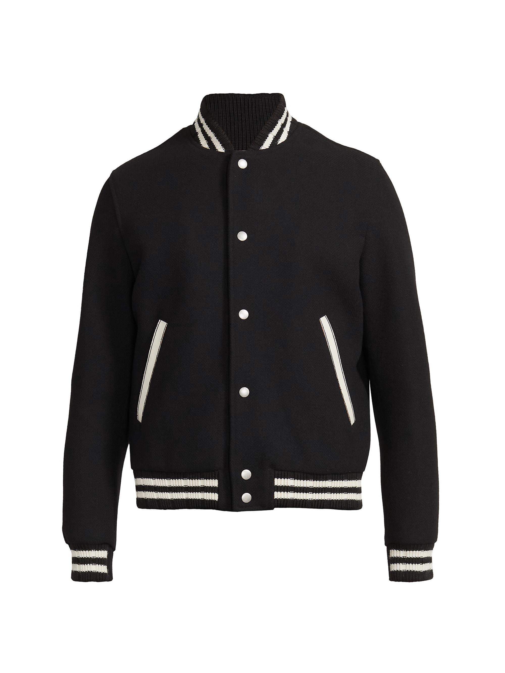 Saint Laurent Men's Teddy College Varsity Jacket - Noir