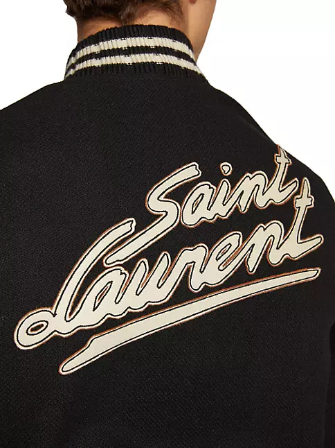 Teddy Wool Blend Varsity Jacket in Black - Saint Laurent