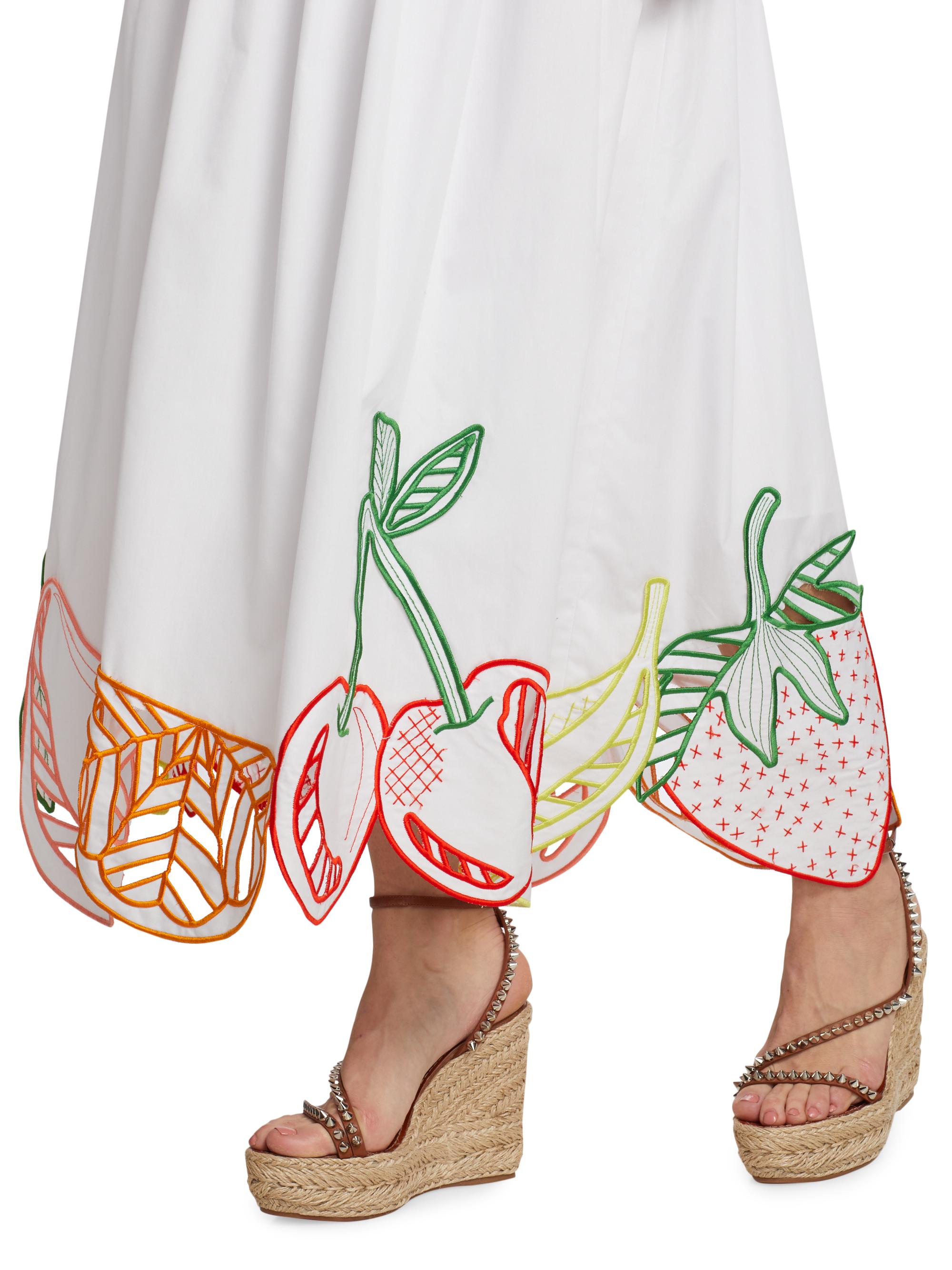 Lela Rose Fruit-Embroidered Midi-Dress | Saks Fifth Avenue