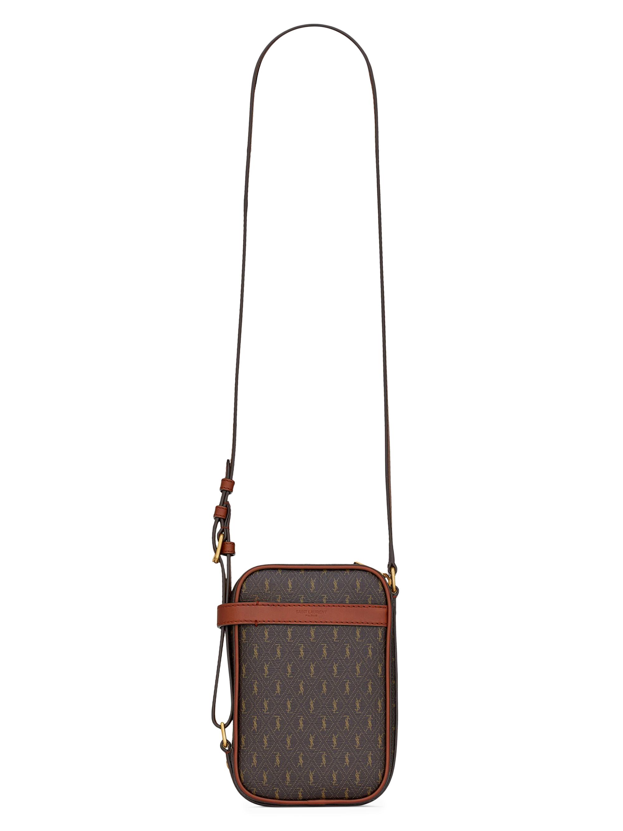 Saint Laurent Men's Logo-Print Crossbody Bag - Chocolate