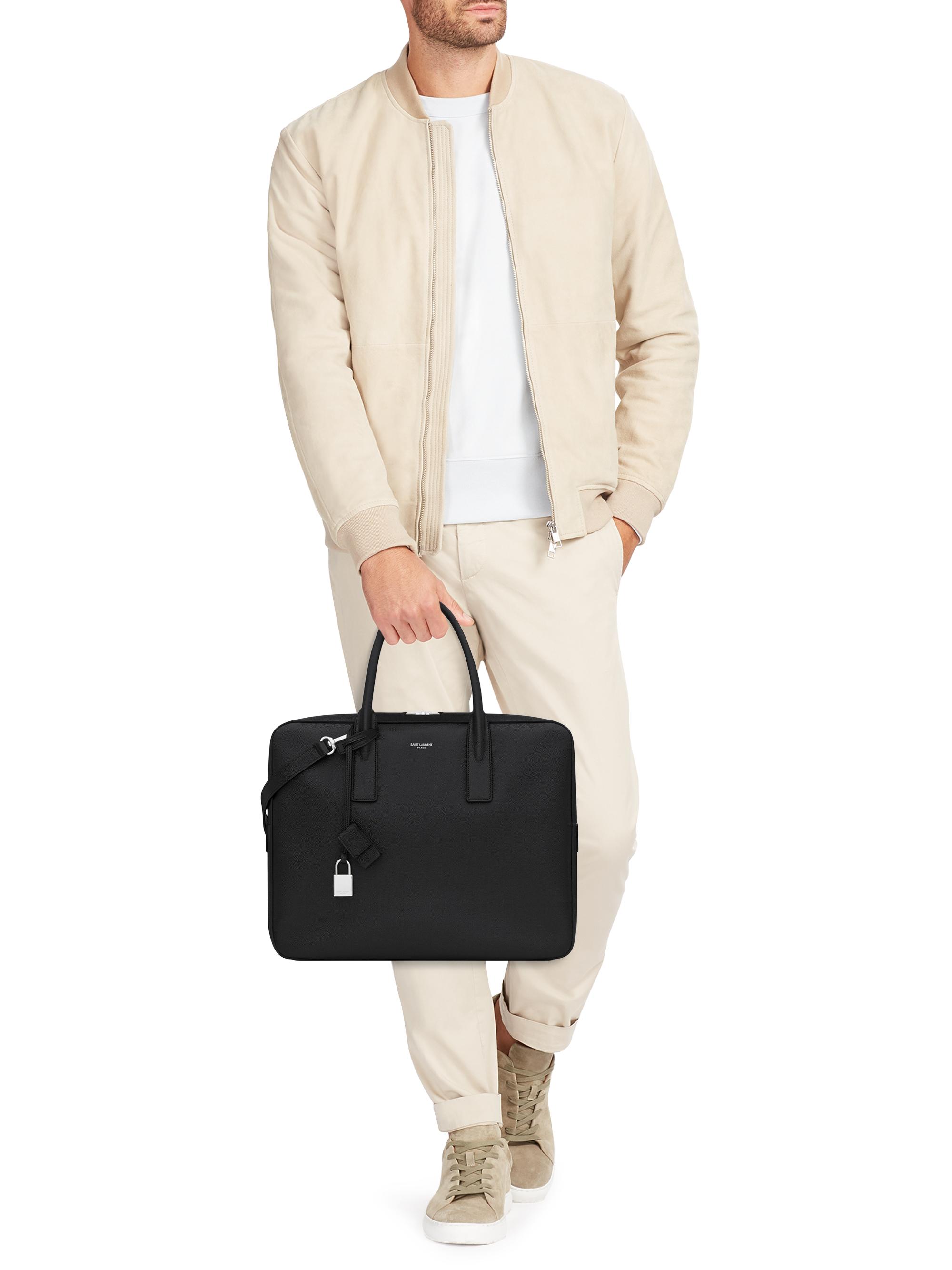 Saint Laurent | NA | Men's Museum Small Flat Briefcase In Blac_