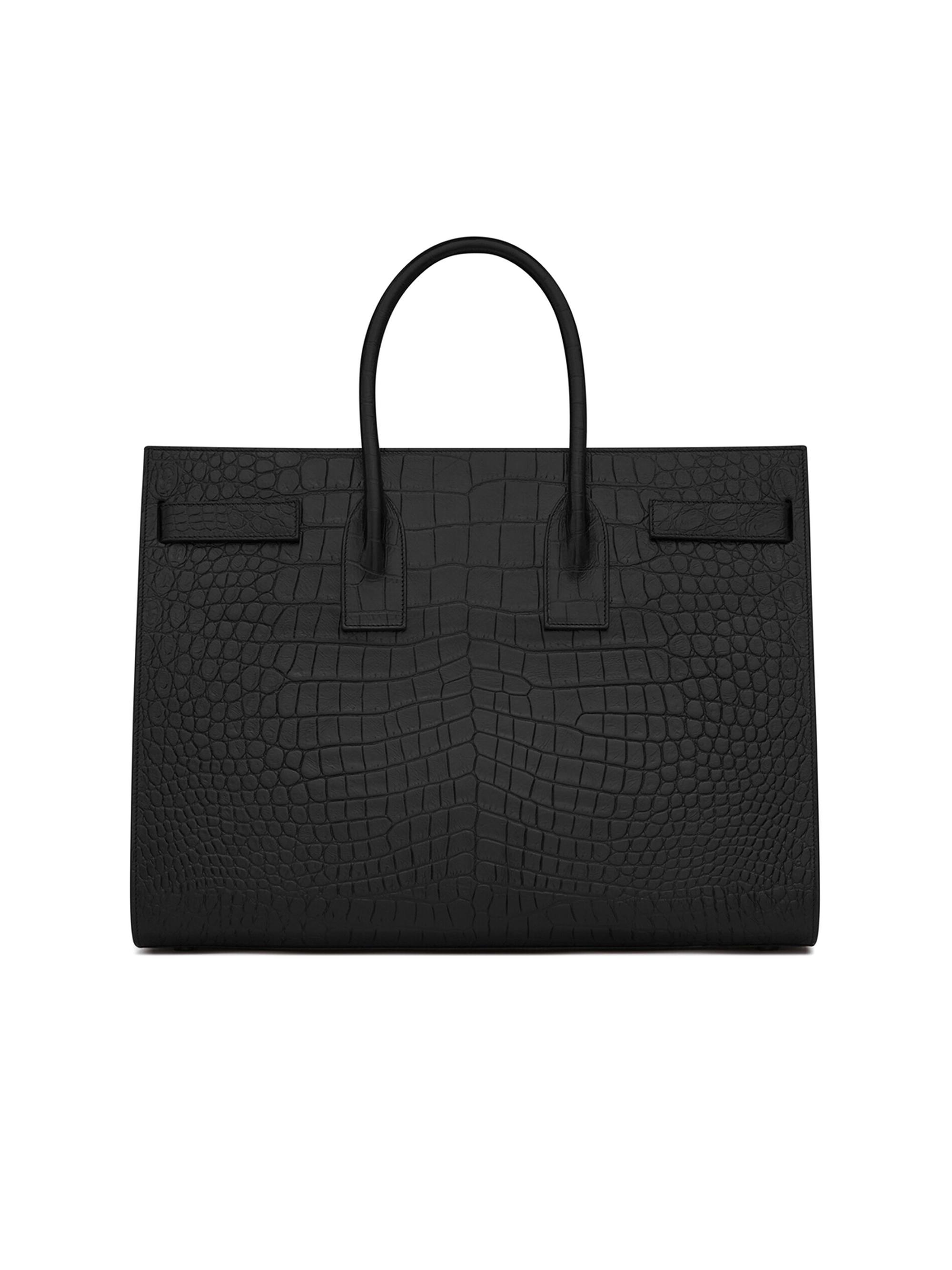 Saint Laurent Sac De Jour Large In Crocodile-embossed Leather
