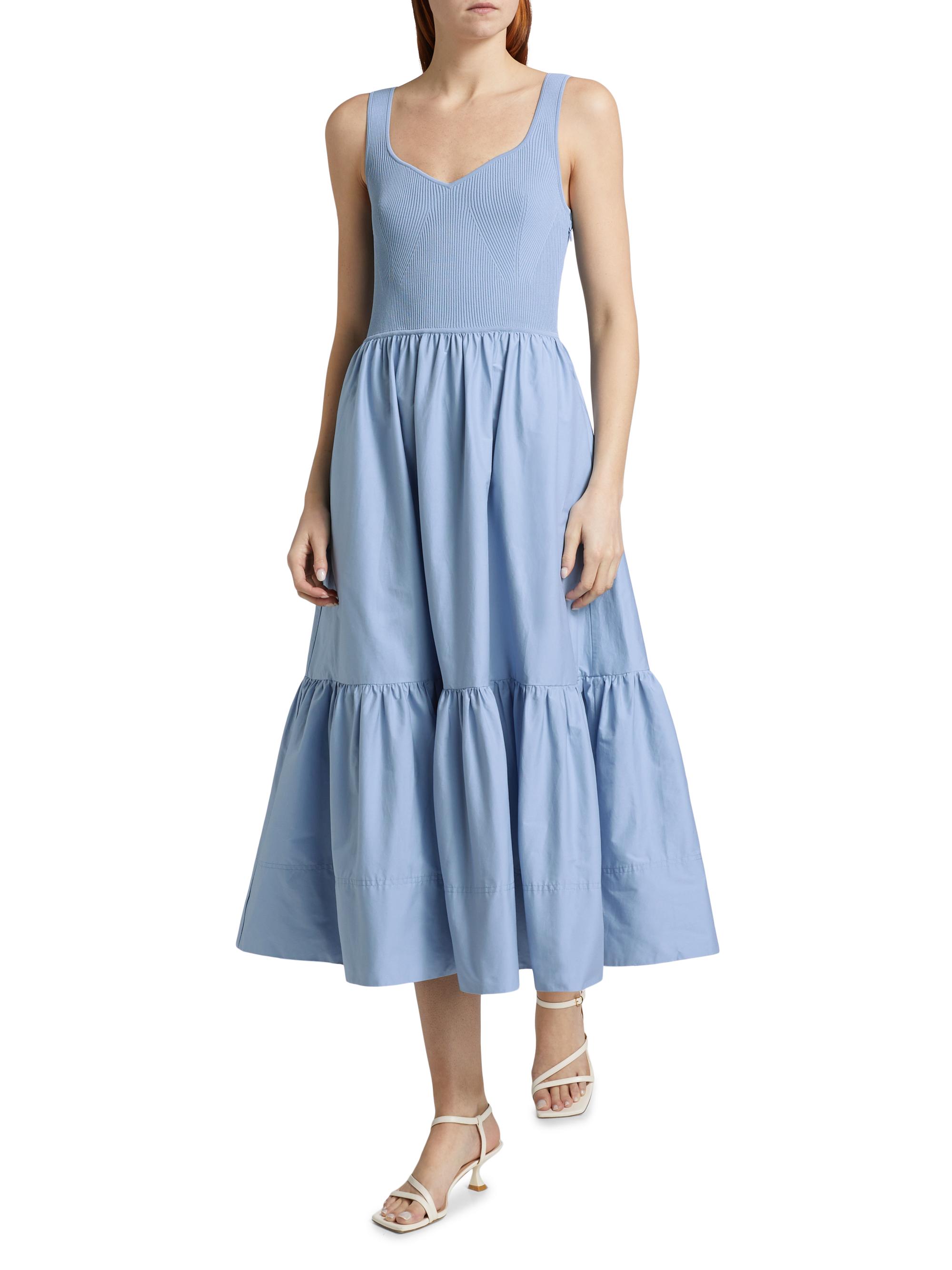 knee length dresses for ladies Bria Ponte Midi Dress-Bright Blue