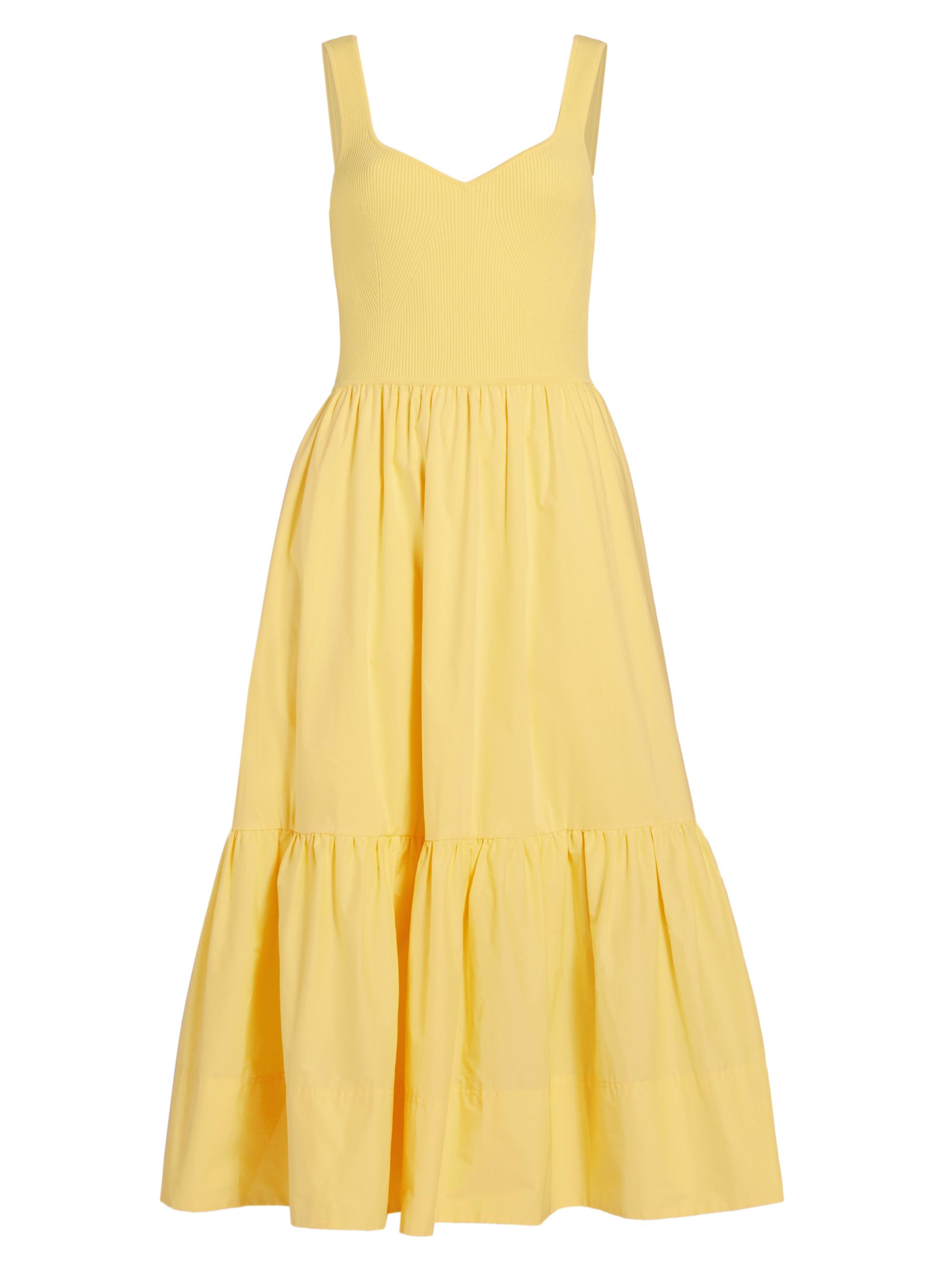 Tanya Taylor Women's Josephina Mixed Media Tiered Midi-Dress - Lemon Meringue