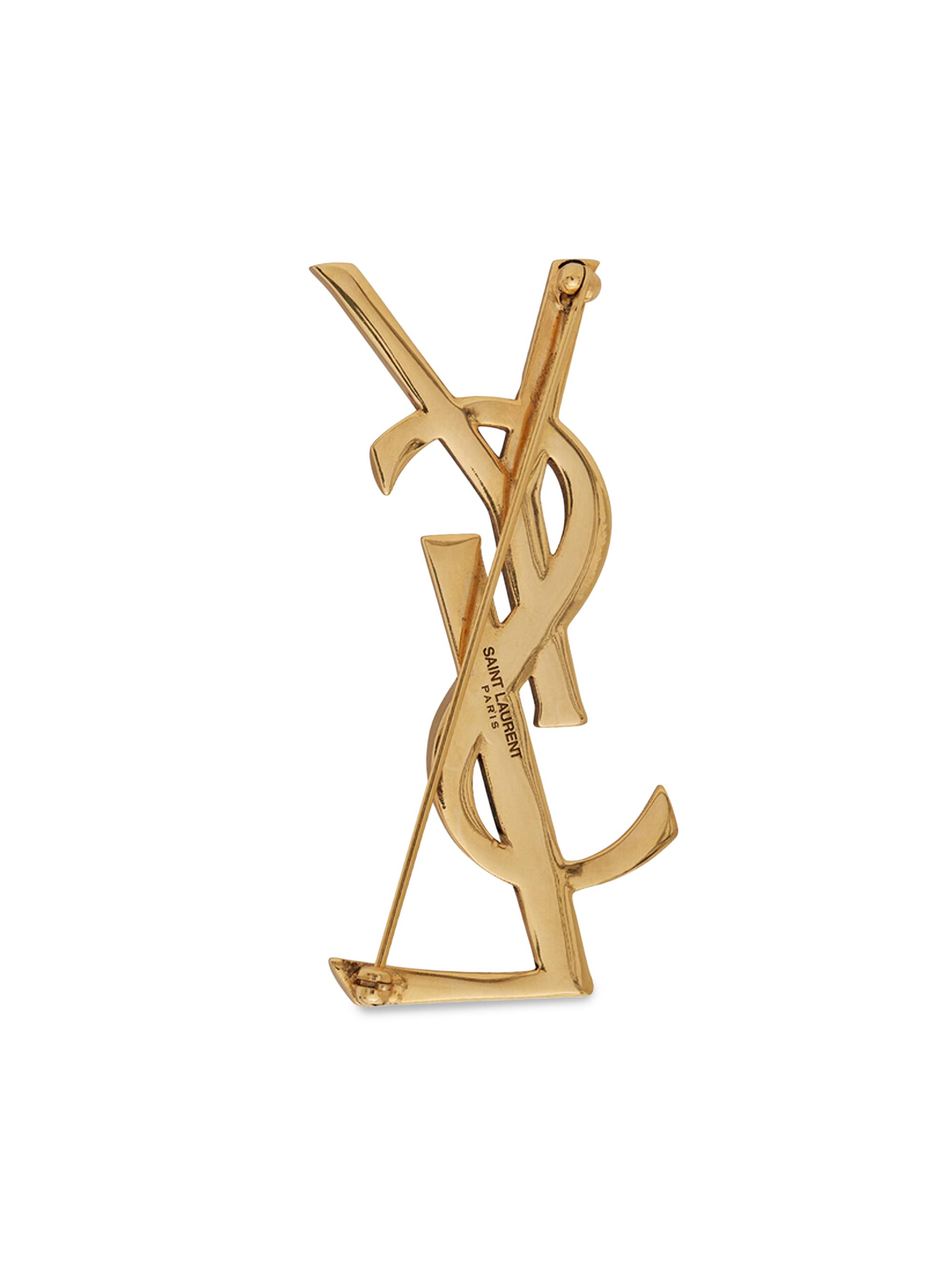 Saint Laurent Goldtone YSL Logo Brooch | Saks Fifth Avenue
