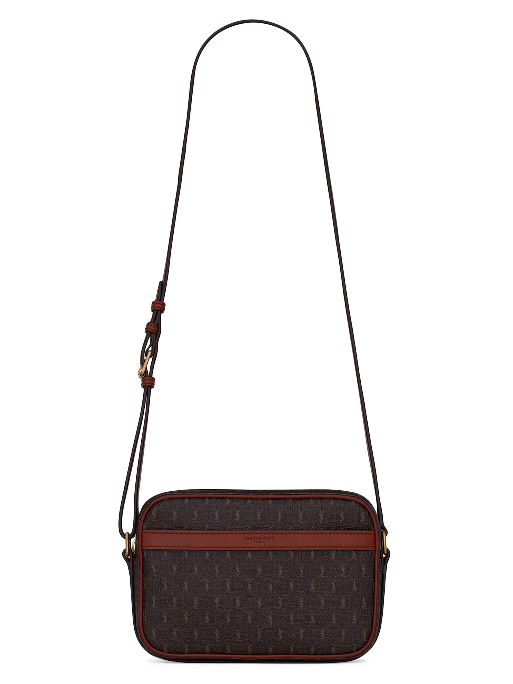 Saint Laurent Men's Monogram Coated Canvas Camera Bag - Brown