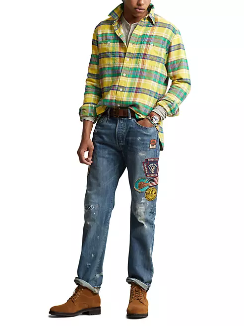 Made To Order Patchworked Portrait Denim Pants - Ready to Wear