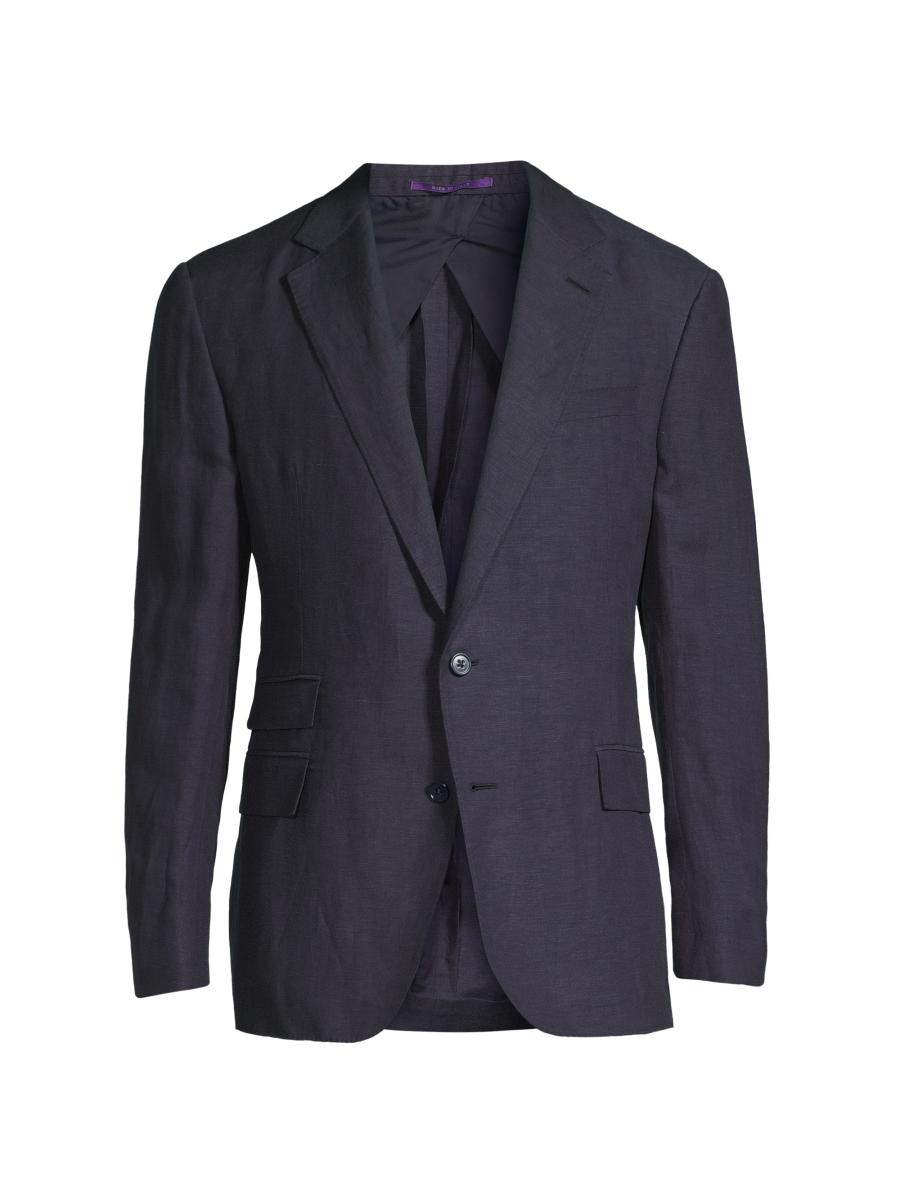 ラルフローレン コレクション エンブレム刺繍 ジャケット シルク USA製 Ralph Lauren Purple Label Kent Linen & Silk Canvas Jacket