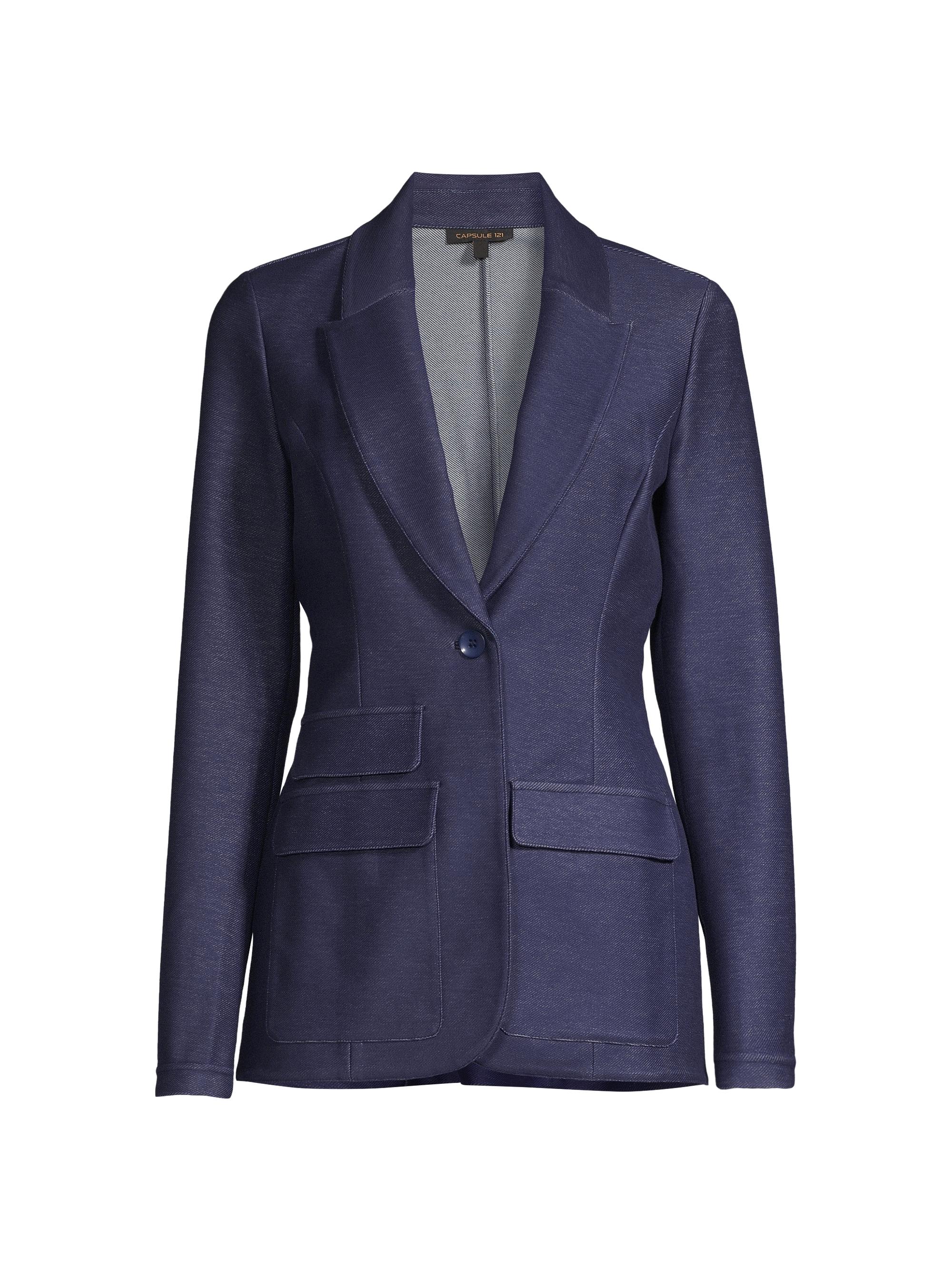 If Only Studio Stretch-Denim Single-Breasted Blazer | Saks Fifth