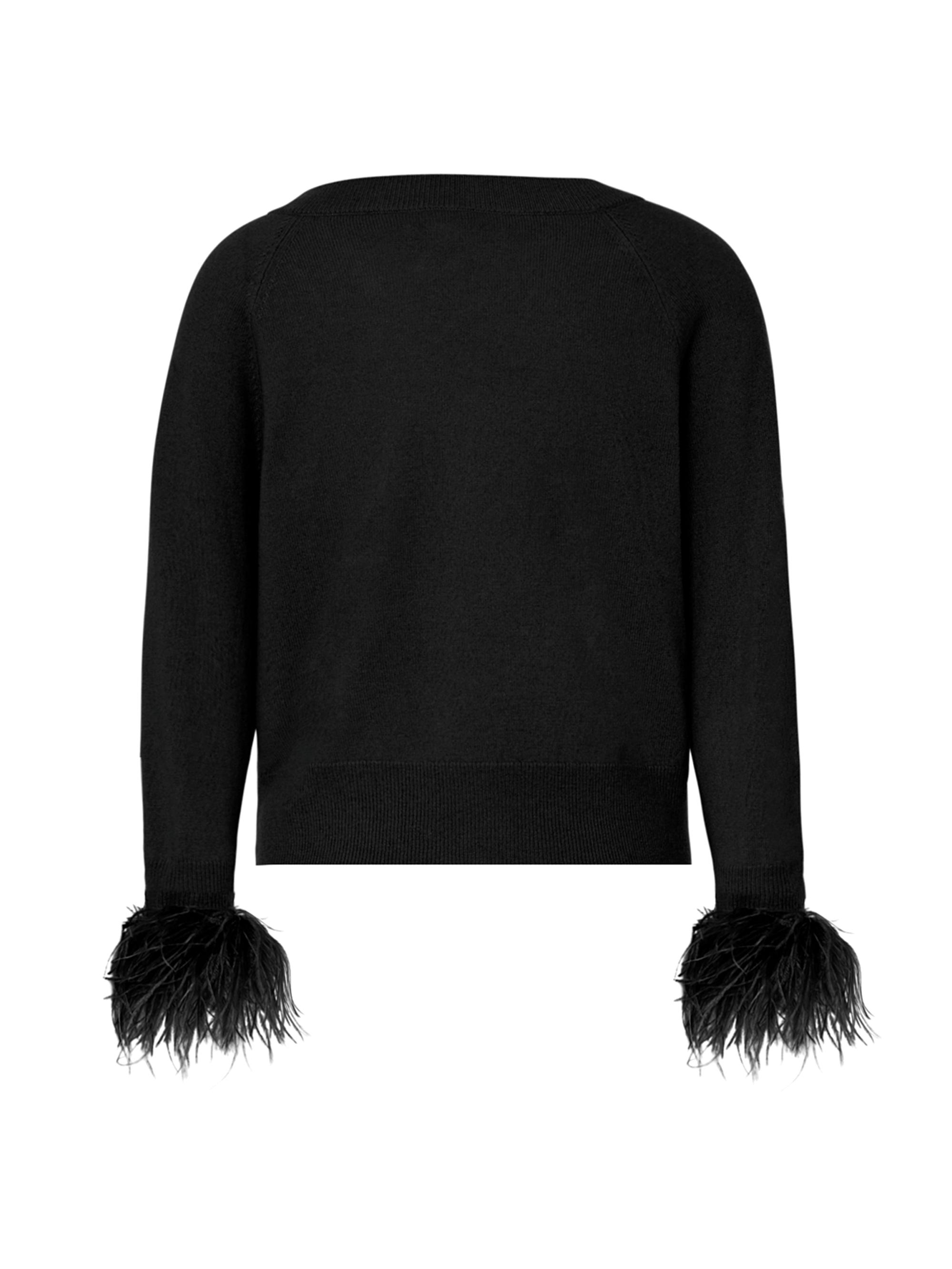 Milly Feather-Embellished V-Neck Sweater | Saks Fifth Avenue