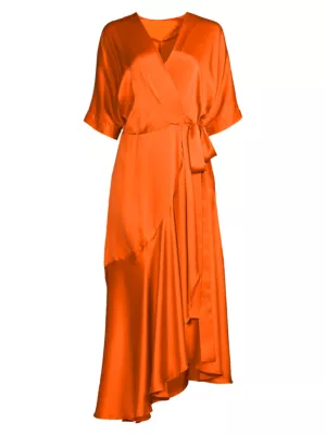 Ginger & Smart Women's Beloved Silk Wrap Dress - Tangerine