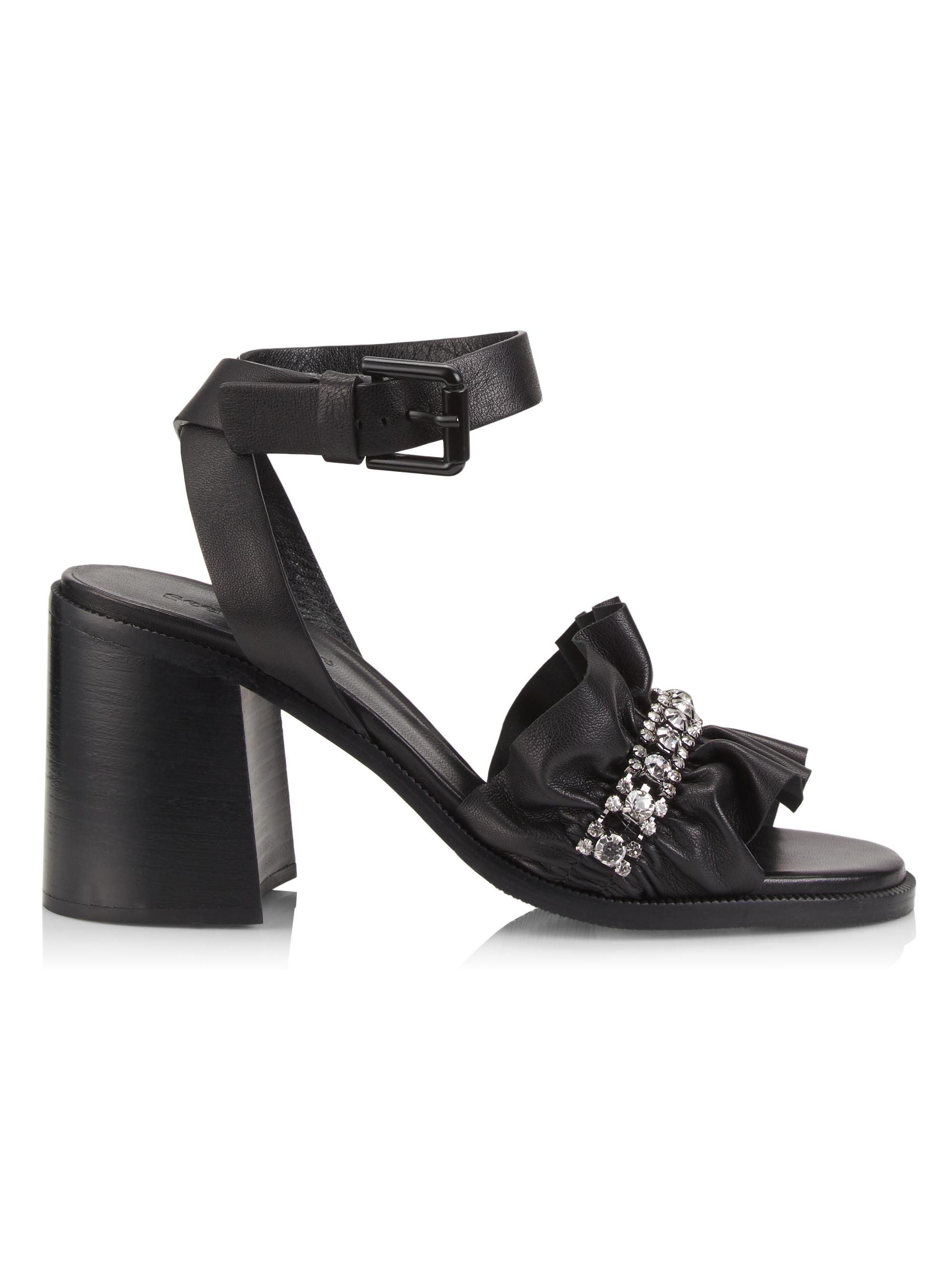 See by Chloé Women's Mollie Rhinestone-Embellished Leather Block Heel Sandals - Black