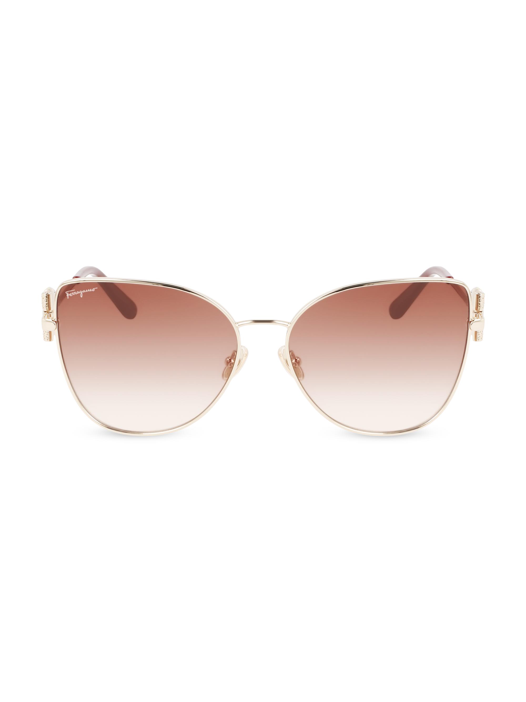 FERRAGAMO Women's 60MM Cat-Eye Sunglasses - Gold Brown