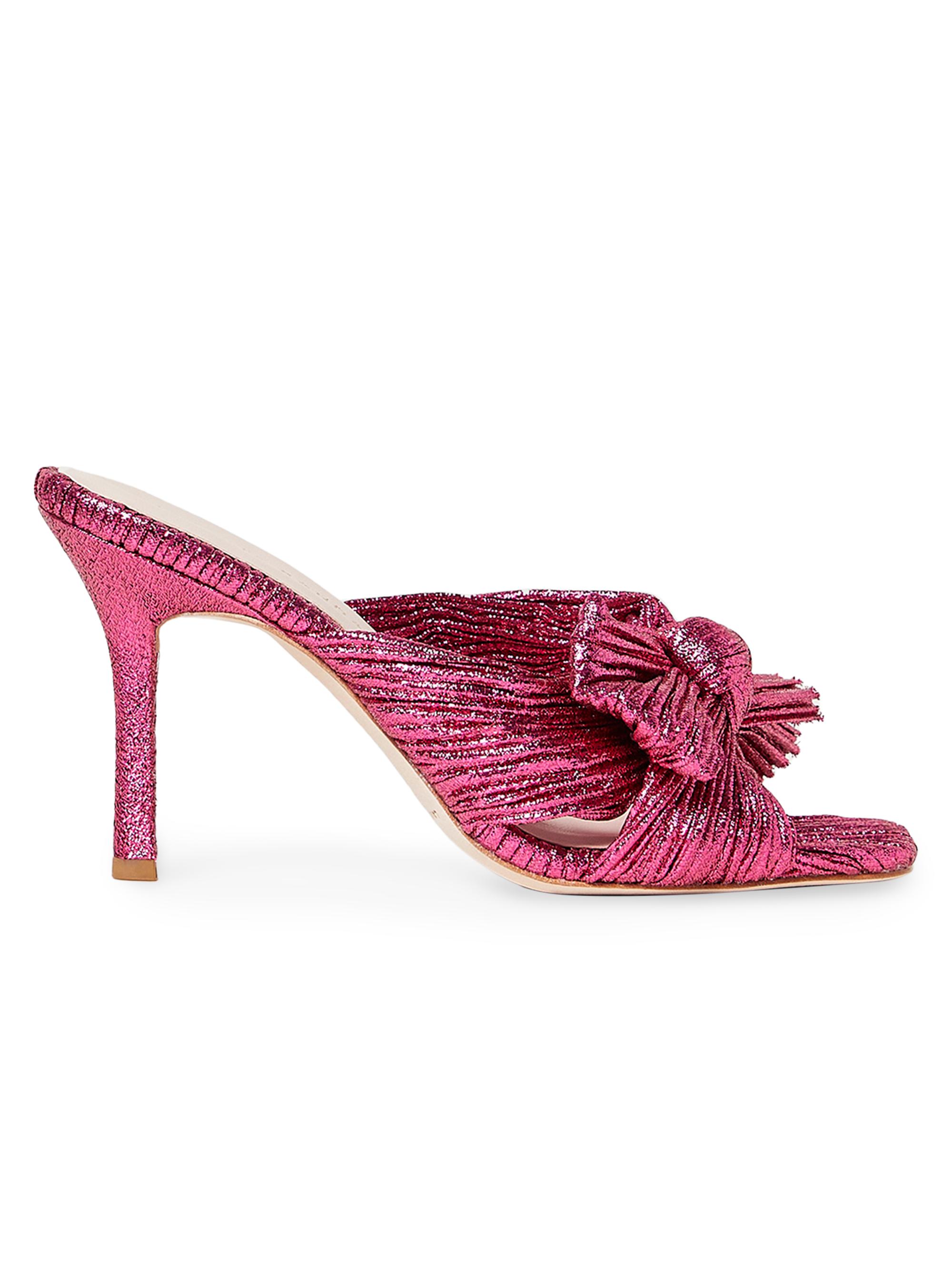 Loeffler Randall Women's Claudia Pleated Skinny-Heel Mules - Fuchsia