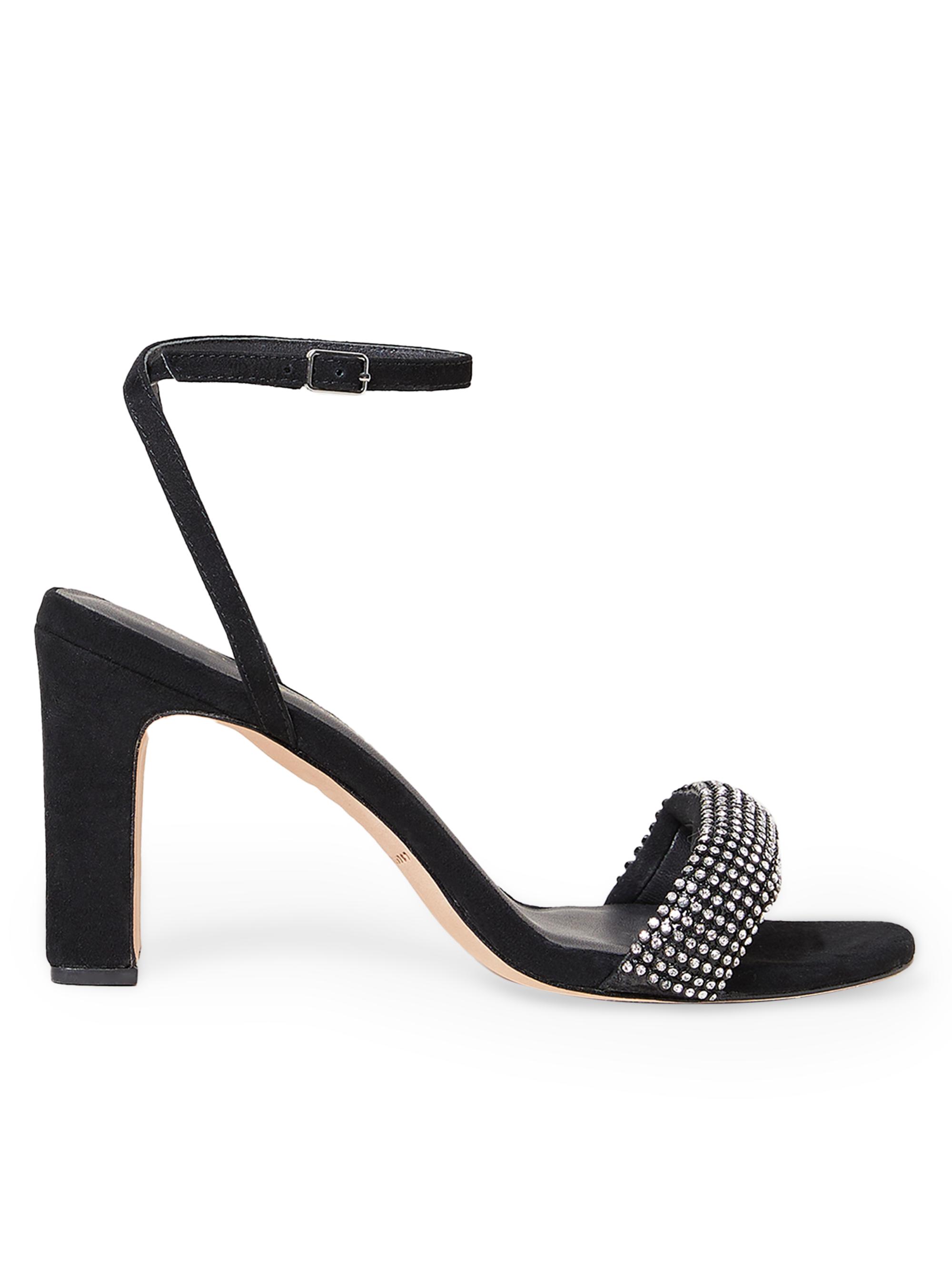 Loeffler Randall Women's Crystal-Embellished Suede Ankle-Strap Sandals - Black