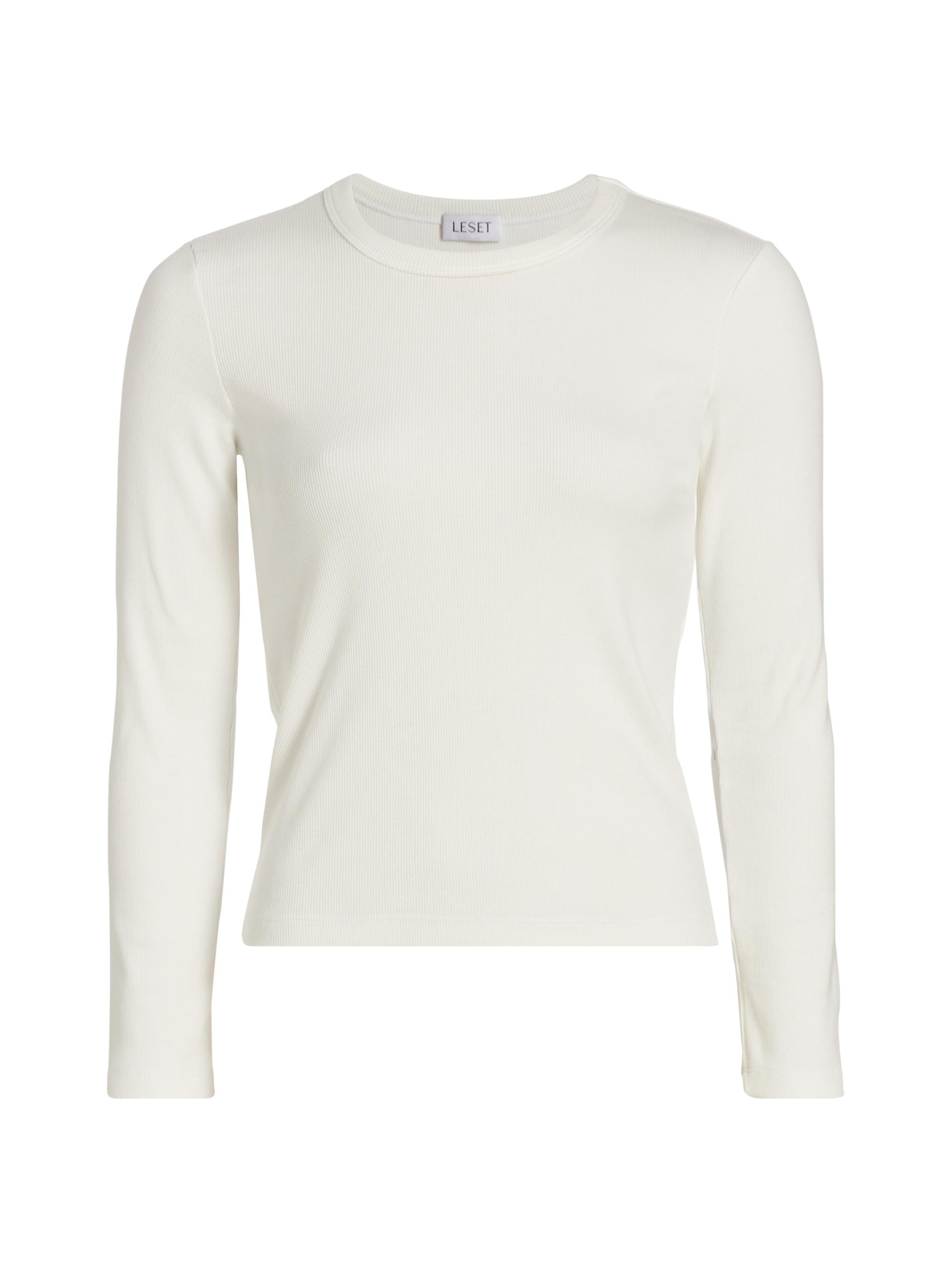 Leset Women's Kelly Long-Sleeve Slim-Fit T-Shirt - White
