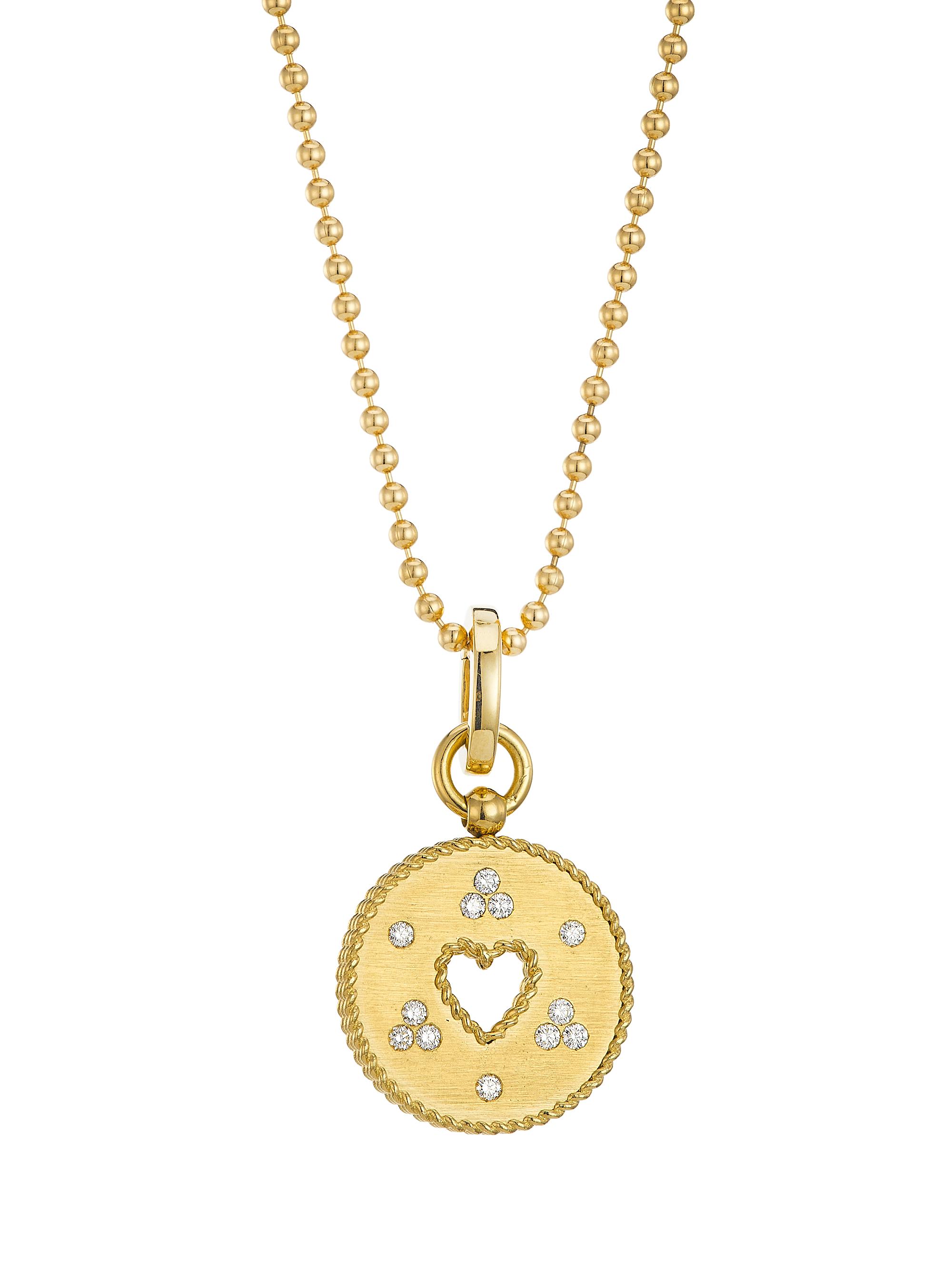Roberto Coin Women's Venetian Princess 18K Yellow Gold & 0.14 TCW Diamond  Heart Pendant Necklace - Gold