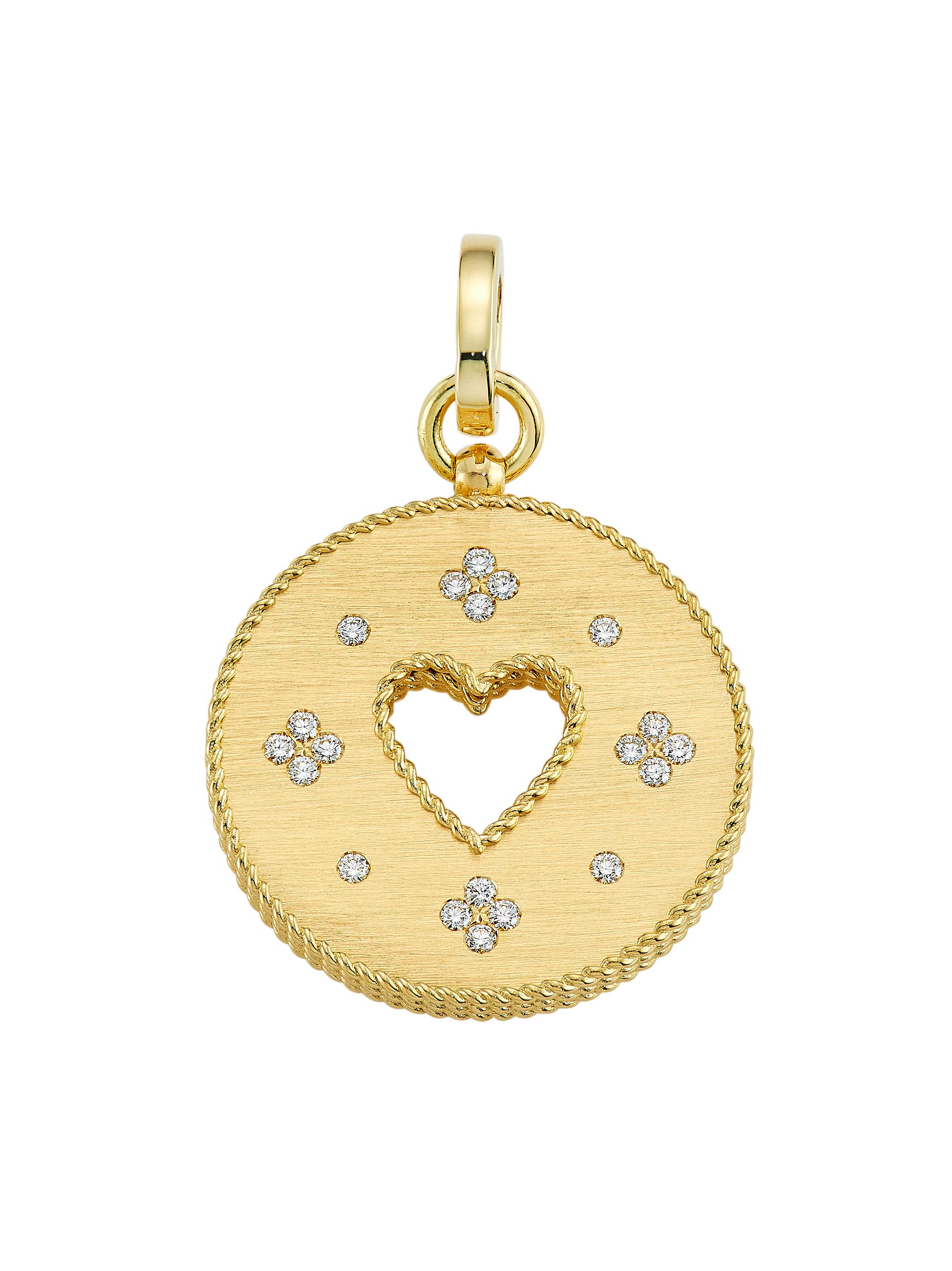 Roberto Coin Women's Venetian Princess 18K Yellow Gold & 0.27 TCW Diamond  Heart Medallion Pendant - Yellow Gold