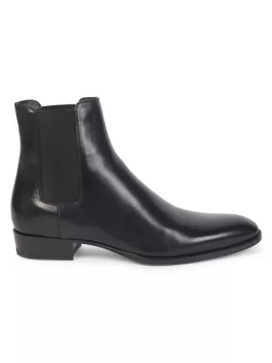 Shop Saint Laurent Wyatt Leather Chelsea Boots | Saks Fifth Avenue