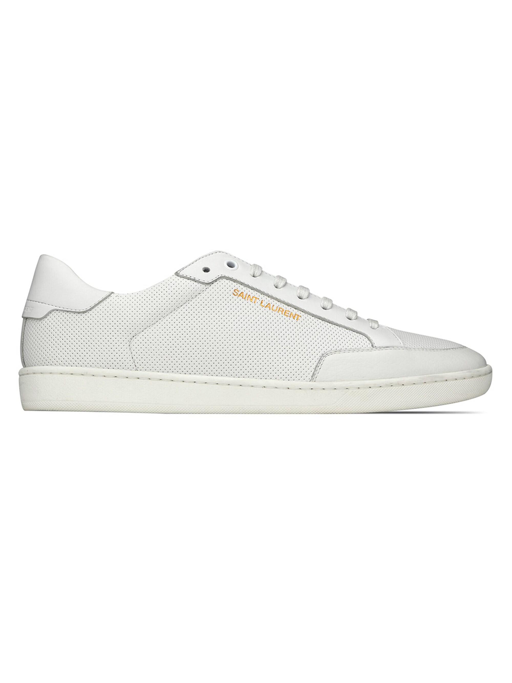 Saint Laurent Men's Court Classic Perforated Leather Sneakers - White
