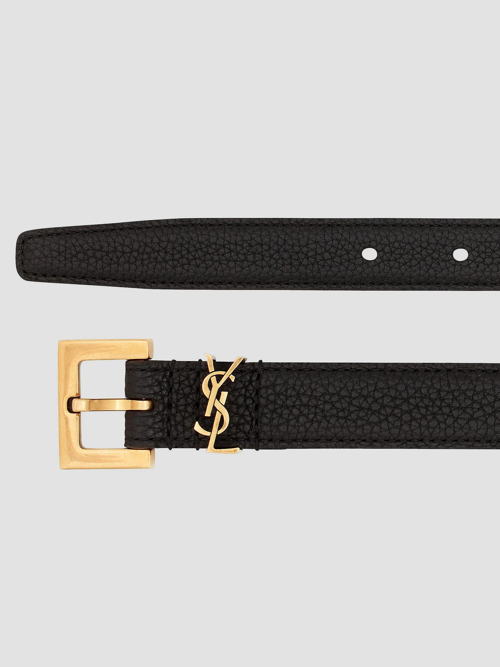 Saint Laurent Cassandre Thin Belt With Square Buckle In Shiny Leather SAINT LAURENT Cassandre Thin Belt with Square Buckle  main image 2