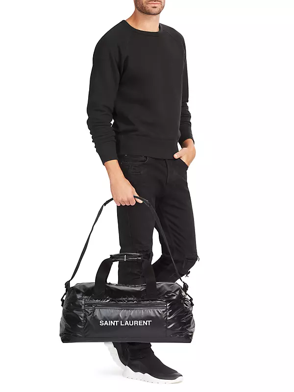 BLACK LEATHER AND VELVET LE MONOGRAMME 48H DUFFLE BAG