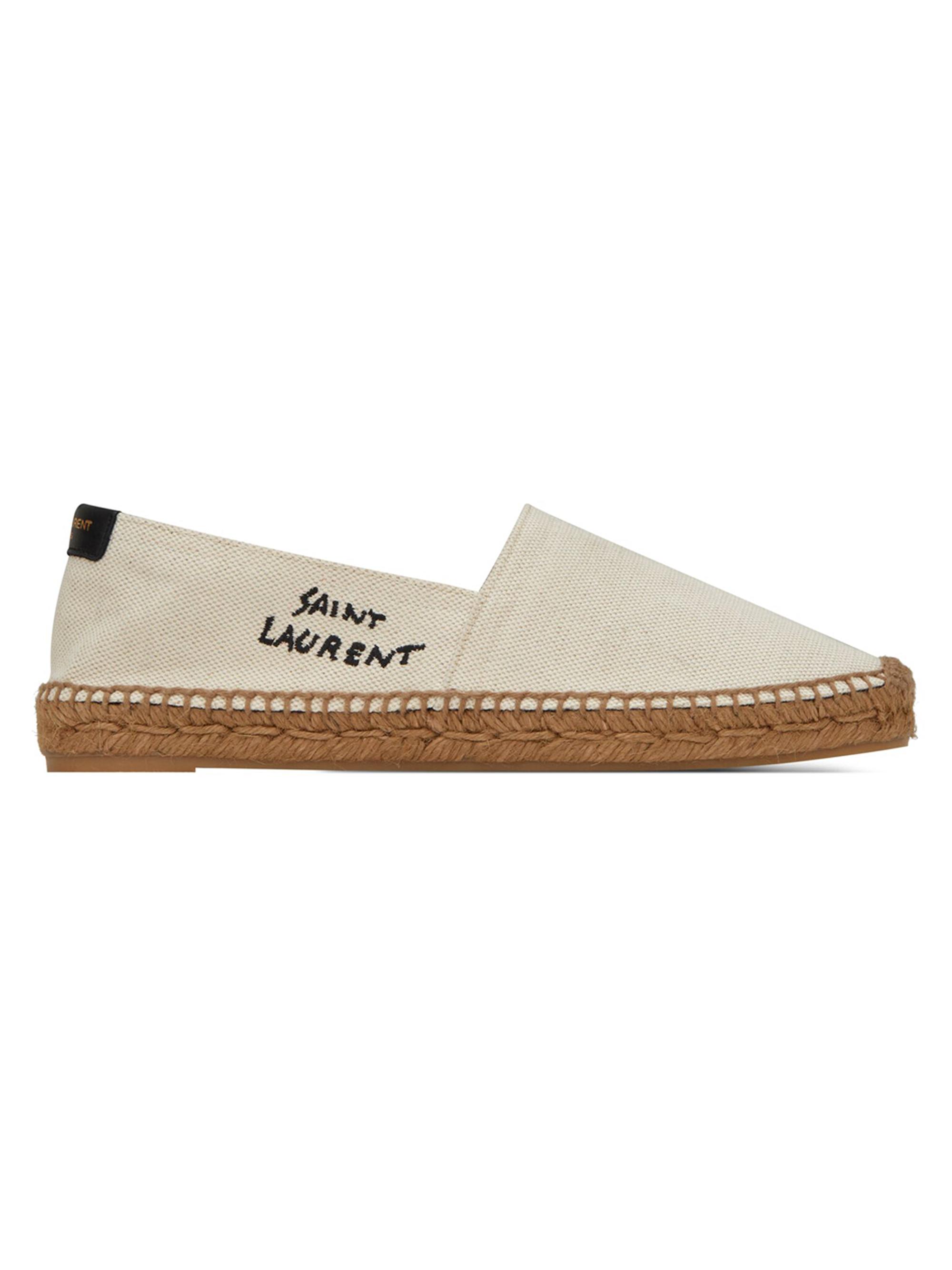 Saint Laurent Men's Signature Canvas Espadrilles - White Black