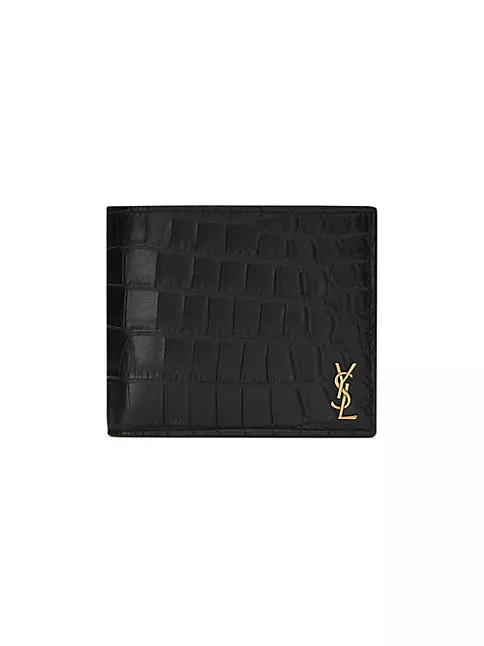 Saint Laurent Monogram E/w Wallet In Crocodile Embossed Leather