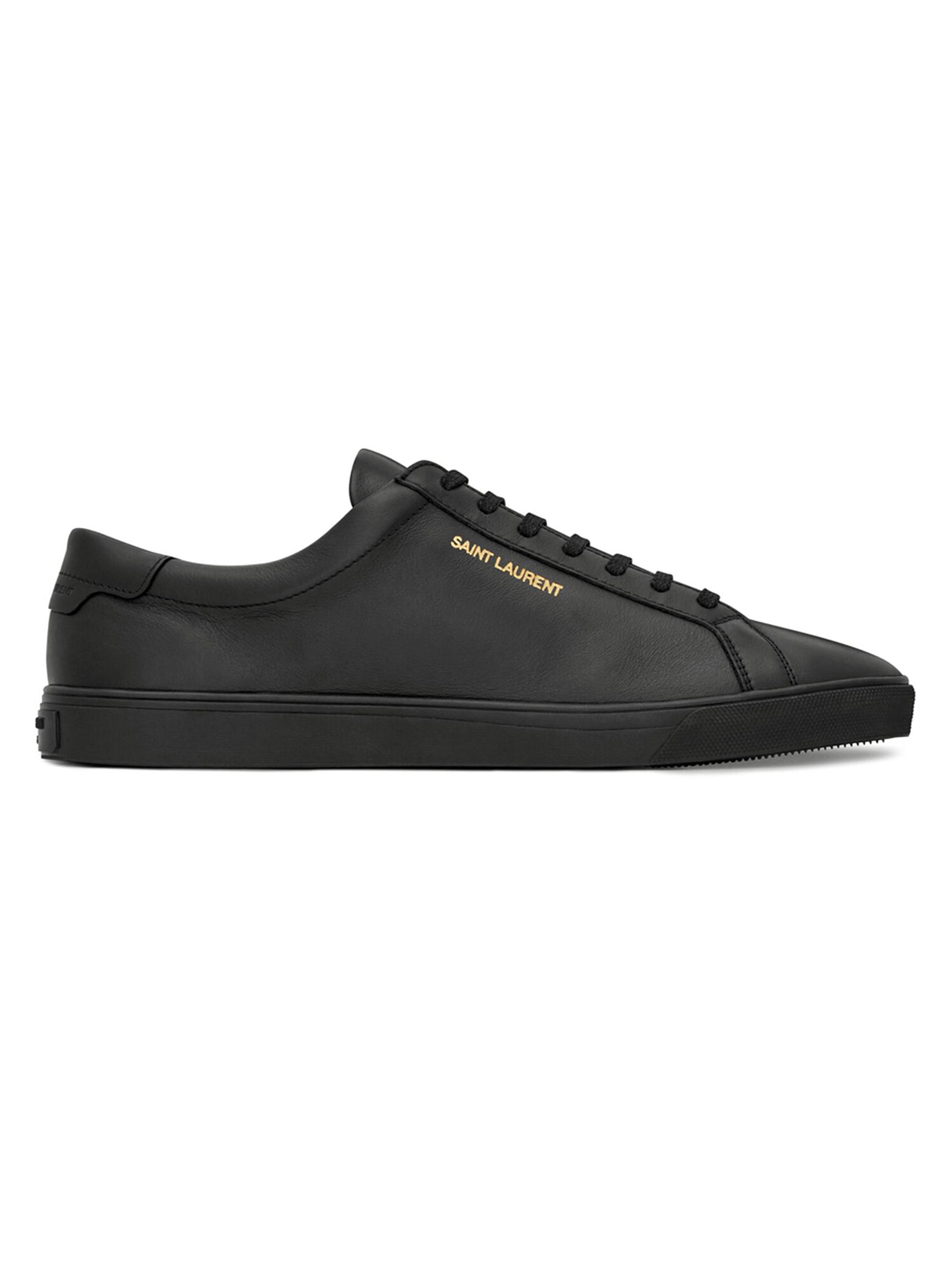 Saint Laurent Men's Andy Low-Top Leather Sneakers - Nero