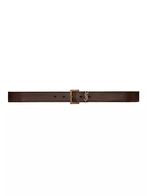 SAINT LAURENT - Logo-plaque leather belt
