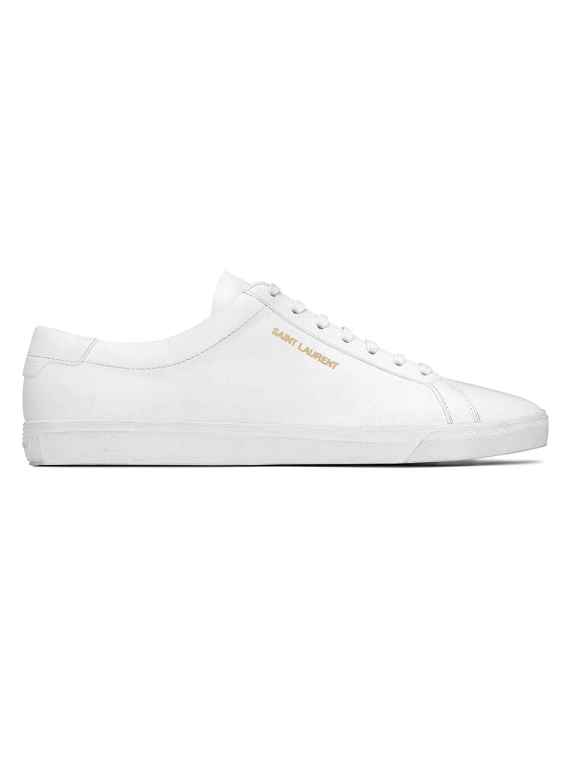 Saint Laurent Men's Andy Leather Low-Top Leather Sneakers - White