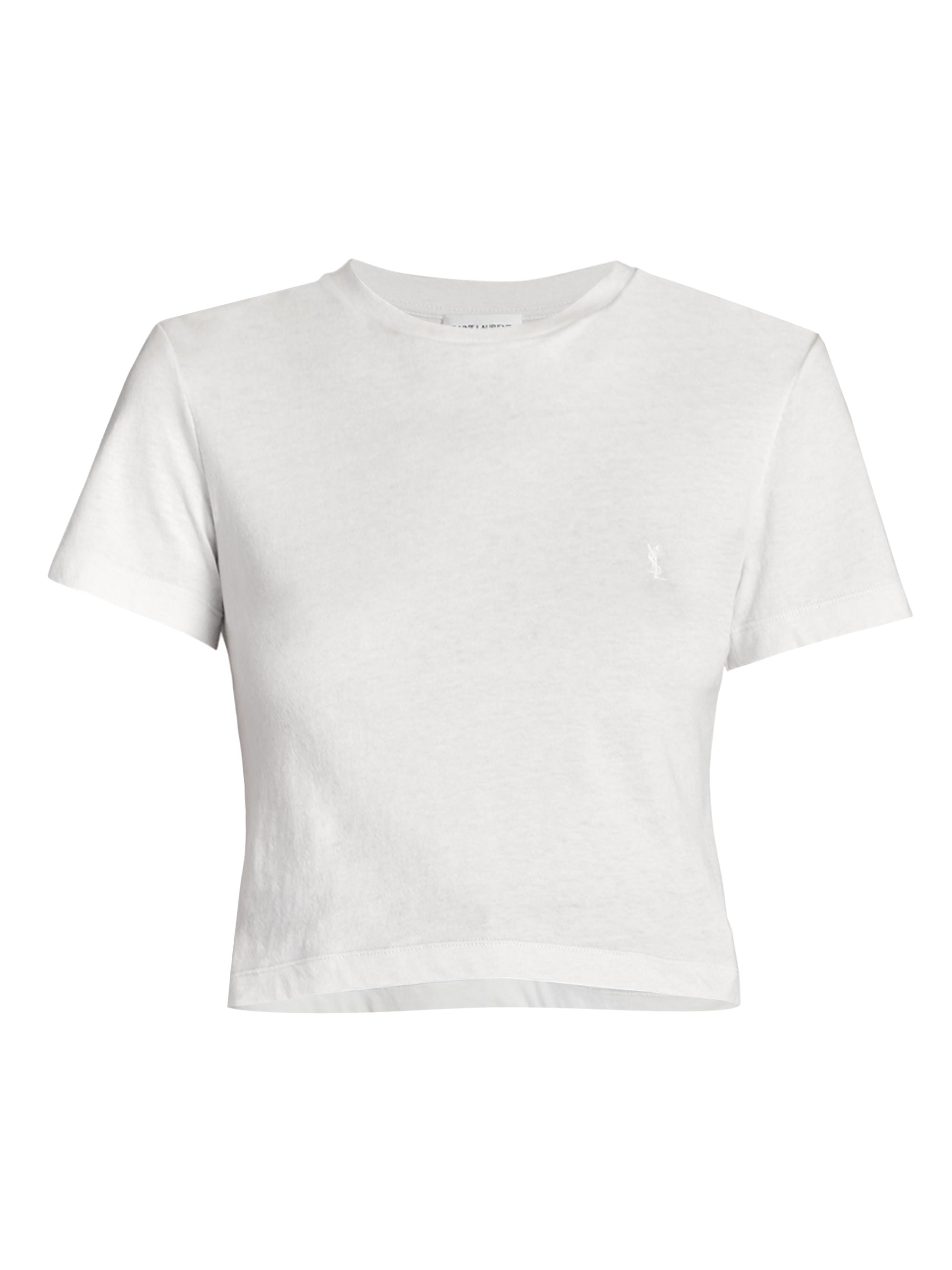 Saint Laurent Women's Cropped Slim T-Shirt - Naturel
