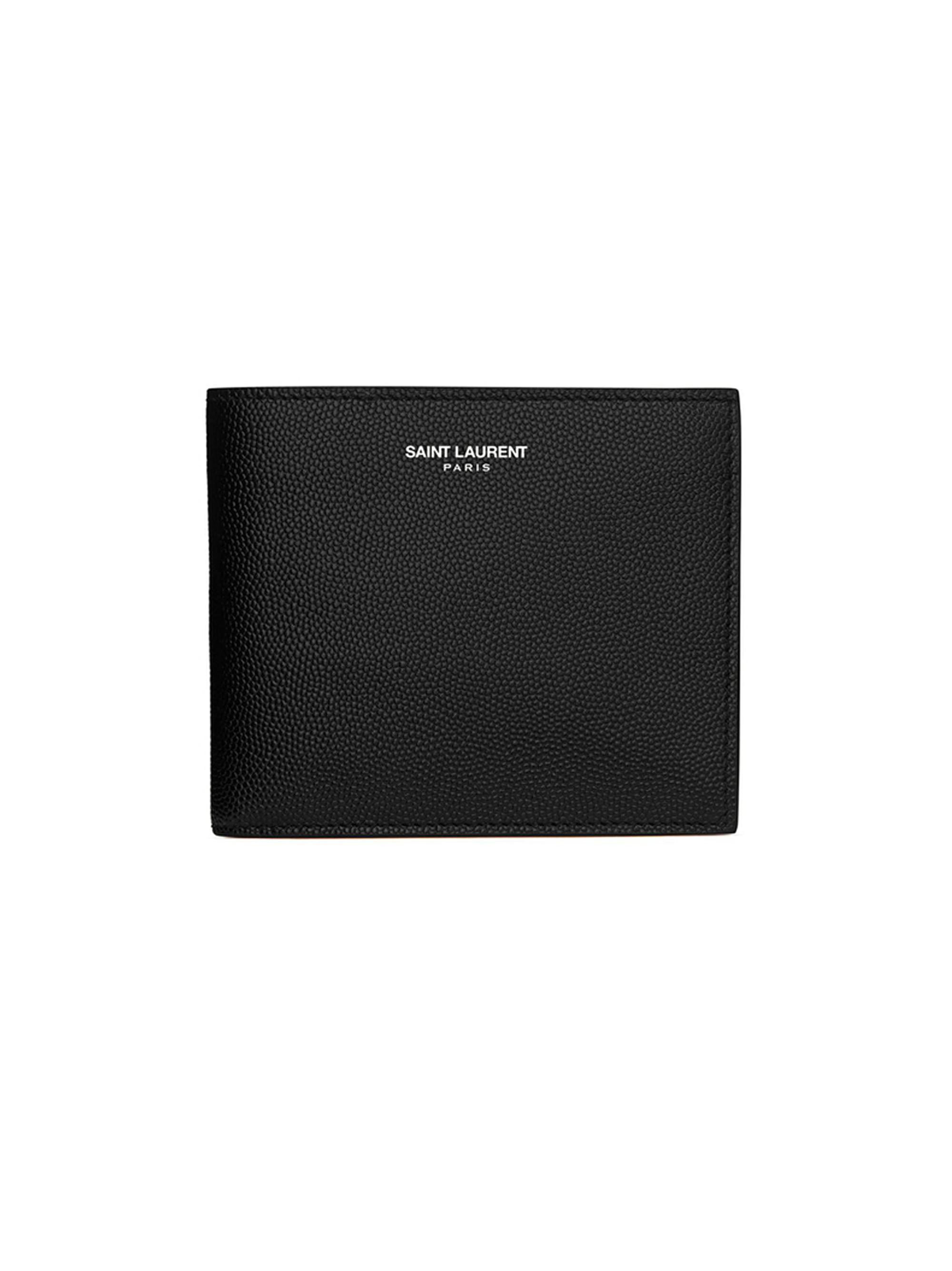 Saint Laurent Men's East West Wallet In Grain De Poudre Embossed Leather - Black