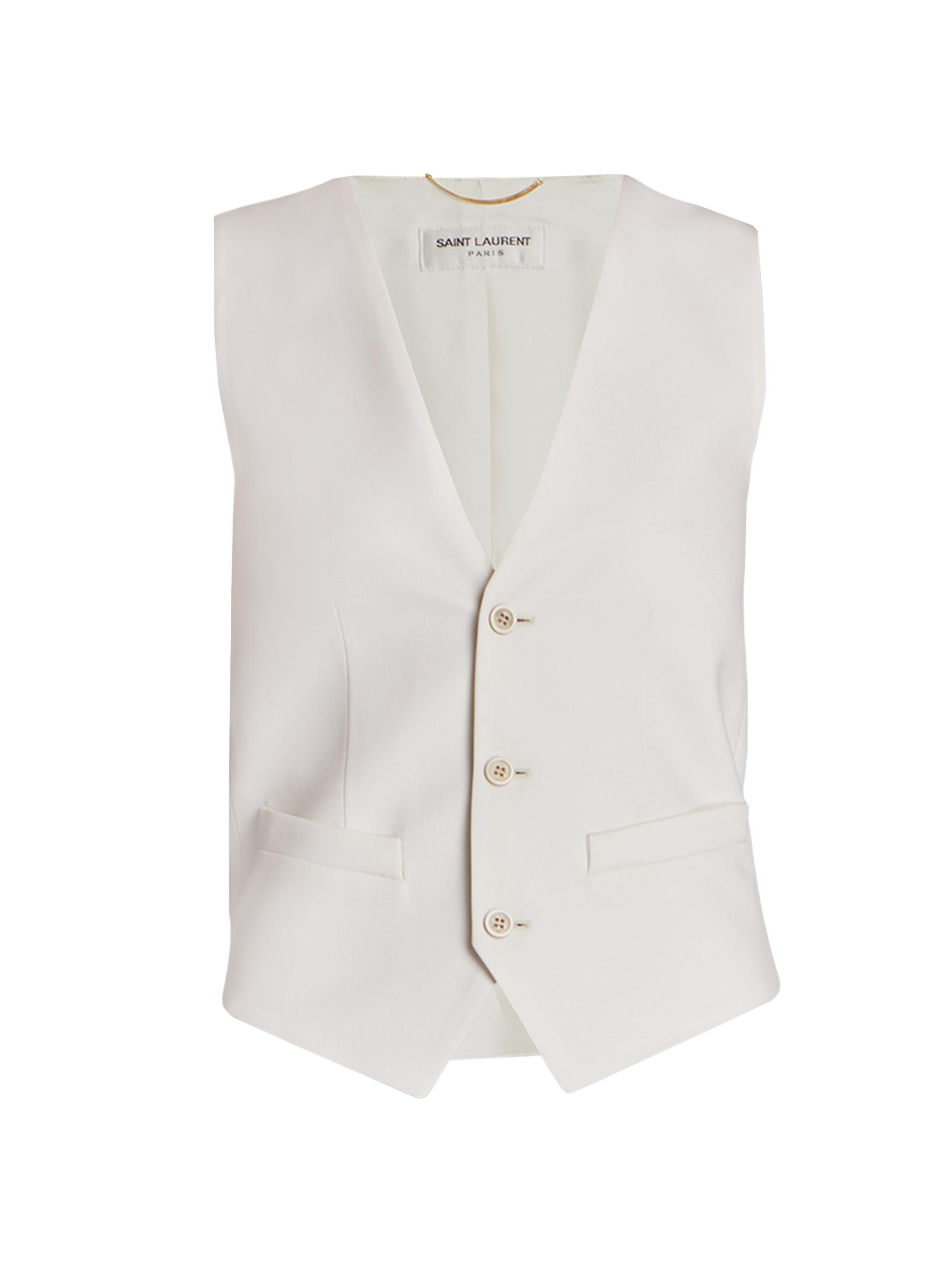 Saint Laurent Women's Wool Flat Front Vest - Craie