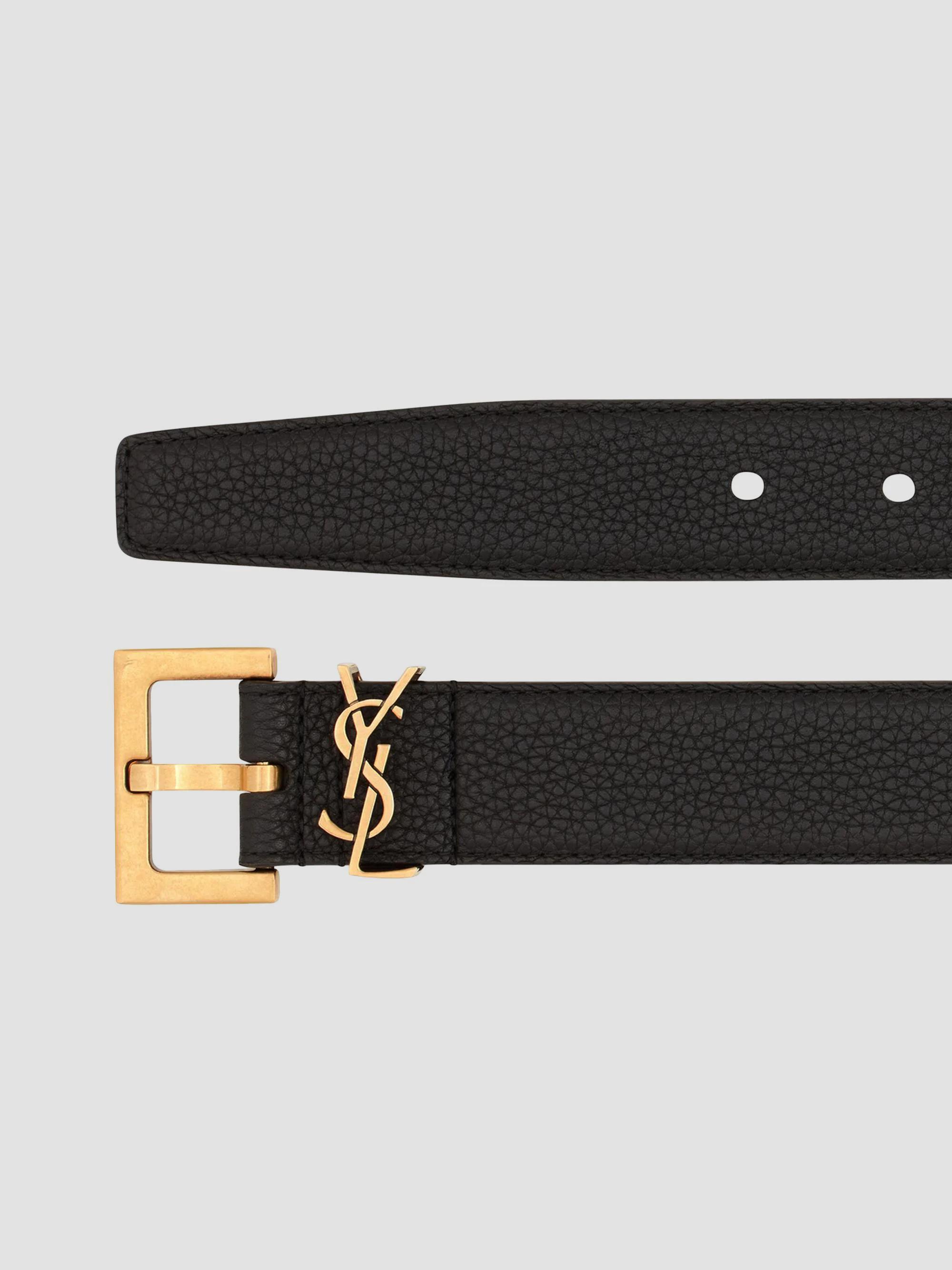 Saint Laurent Cassandre Belt with Square Buckle in Grained  display picture 1