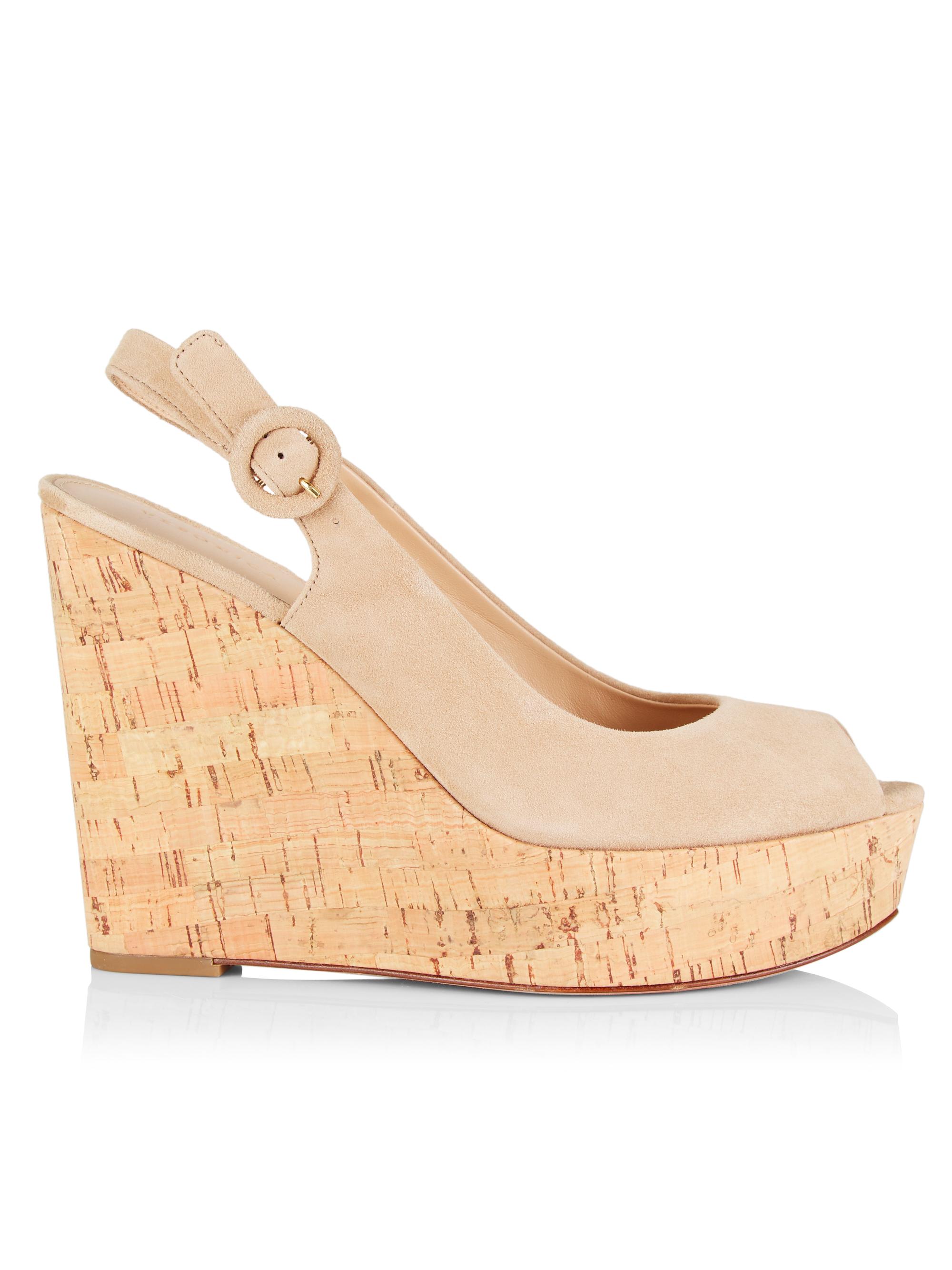 Veronica Beard Women's Dali Suede Peep-Toe Wedge Sandals - Sand