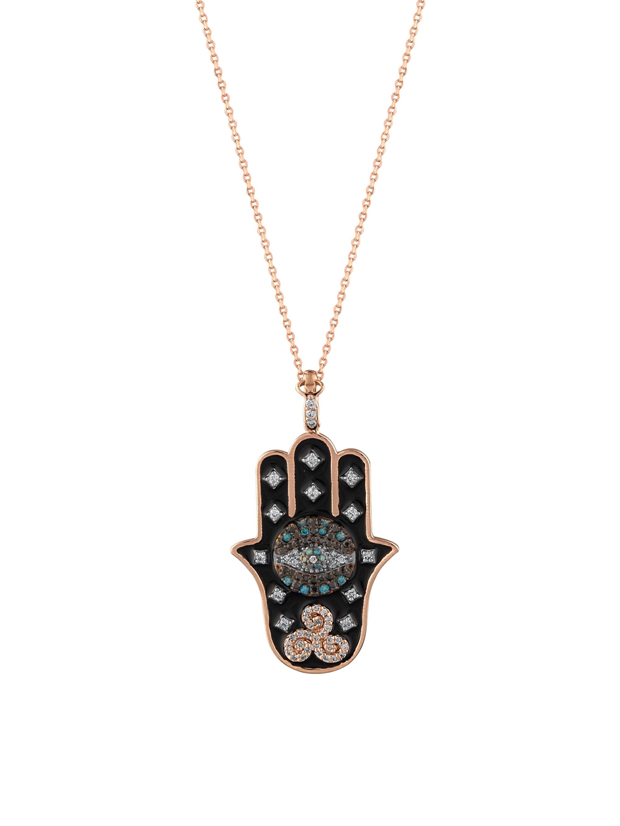 Bee Goddess Women's Hamsa 14K Rose Gold & Multicolor Diamond Pendant Necklace - Rose Gold