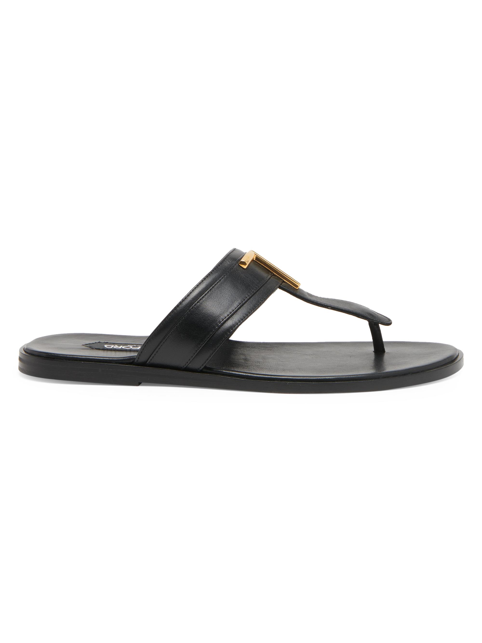 TOM FORD Men's Smooth Leather Sandals - Black