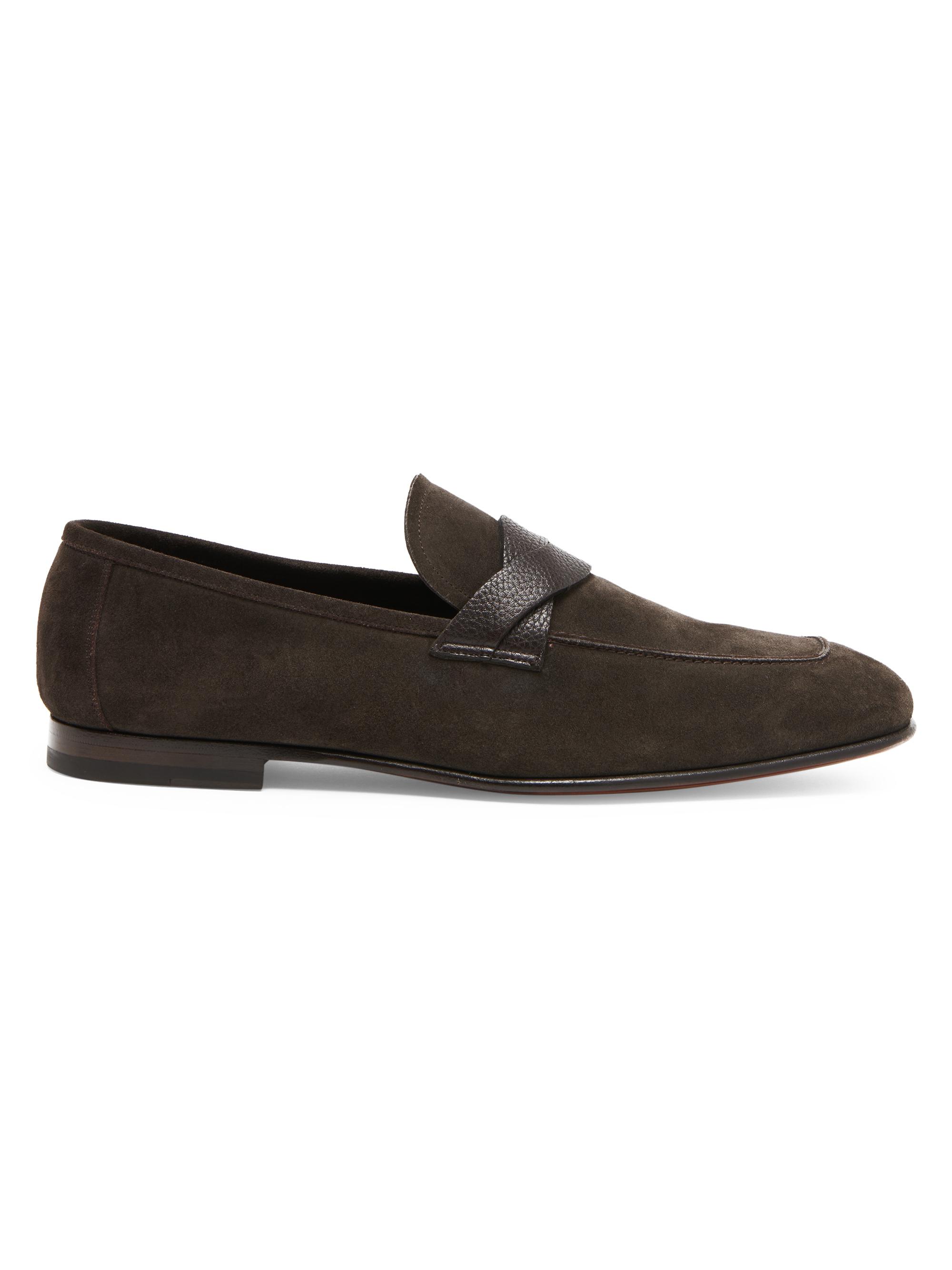 TOM FORD Men's Suede Loafers - Dark Ebony