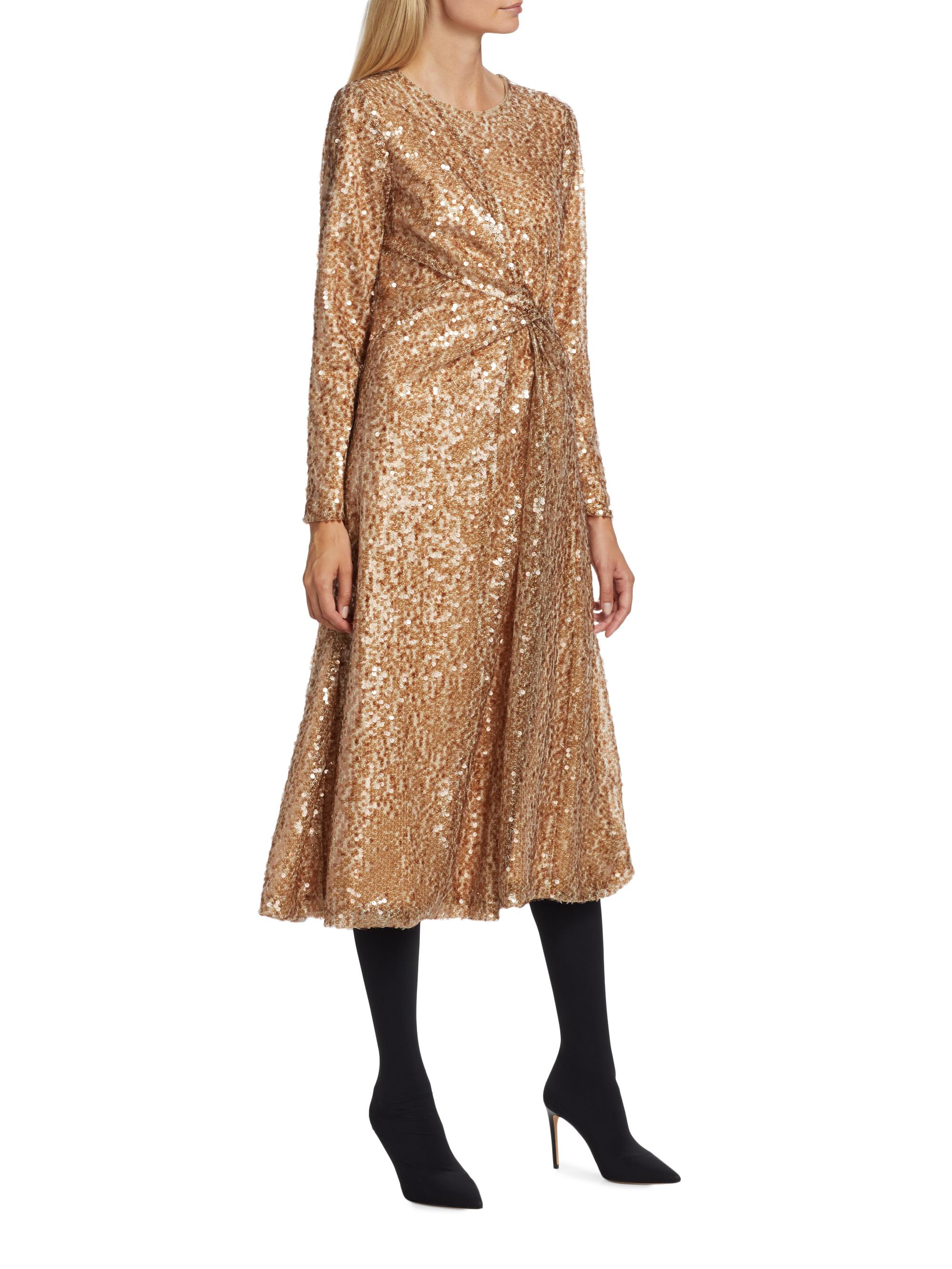 Elie Tahari Women's The Selma Sequined Midi-Dress - Bronze Sequins - Size 4